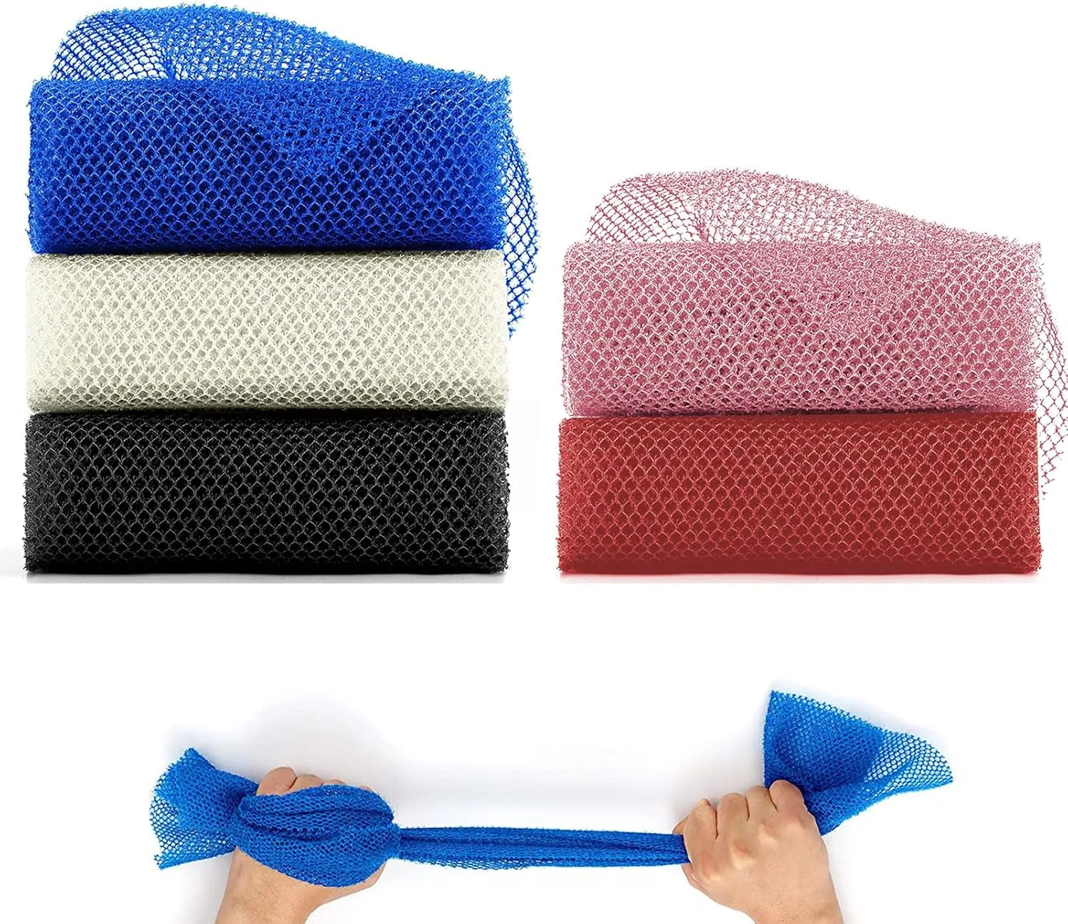 Мочалка для тела из африканской сетки, 5 шт, ALLOMN, 80x30 см, мультиколор