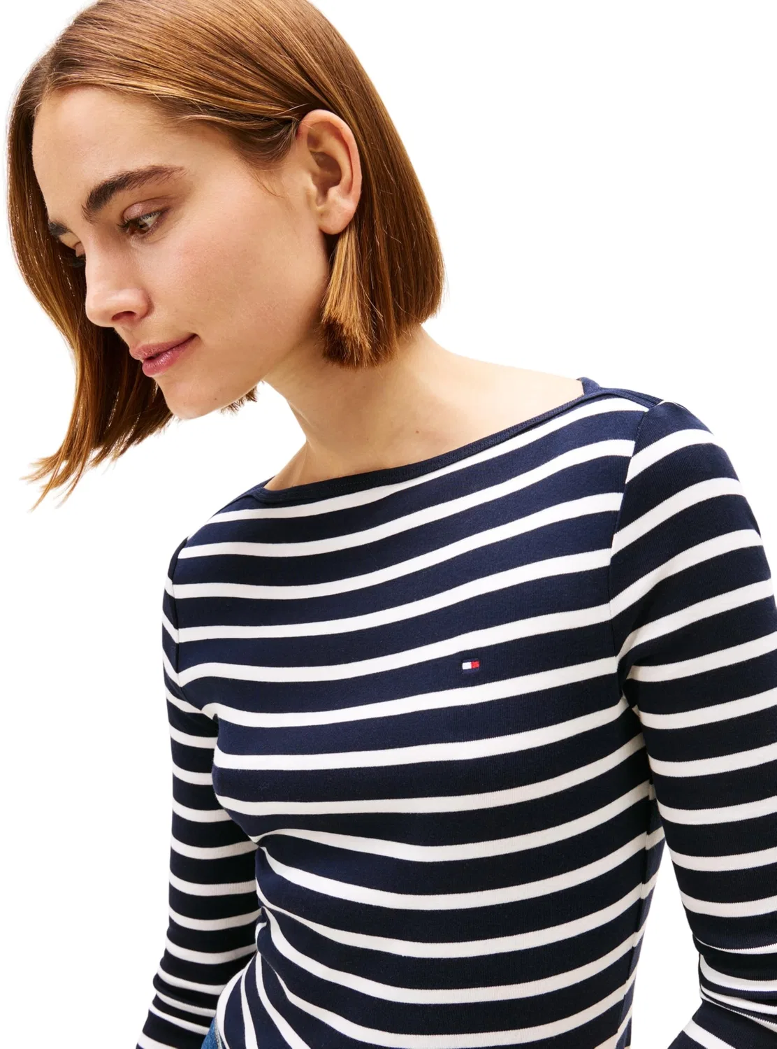 Женская футболка с длинным рукавом New Cody Slim Boat Neck Tommy Hilfiger, Nos Breton Desert Sky/Ecru — фото 3