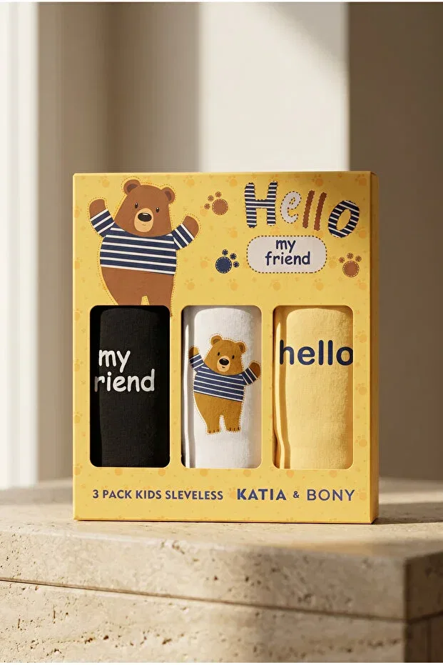 Детский топ для девочек с принтом Teddy Bear Print 3-комплект Bony Socks, Yellow