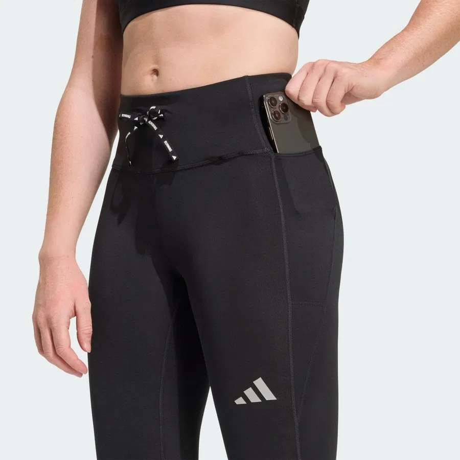 Леггинсы с высокой посадкой Run Essentials adidas, Черный — фото 4