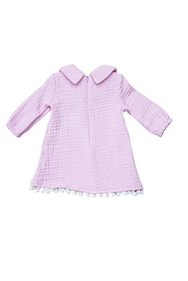 Детское платье для девочек хлопковое Vintage maya muslin dress Bebemekan, Pink — фото 2