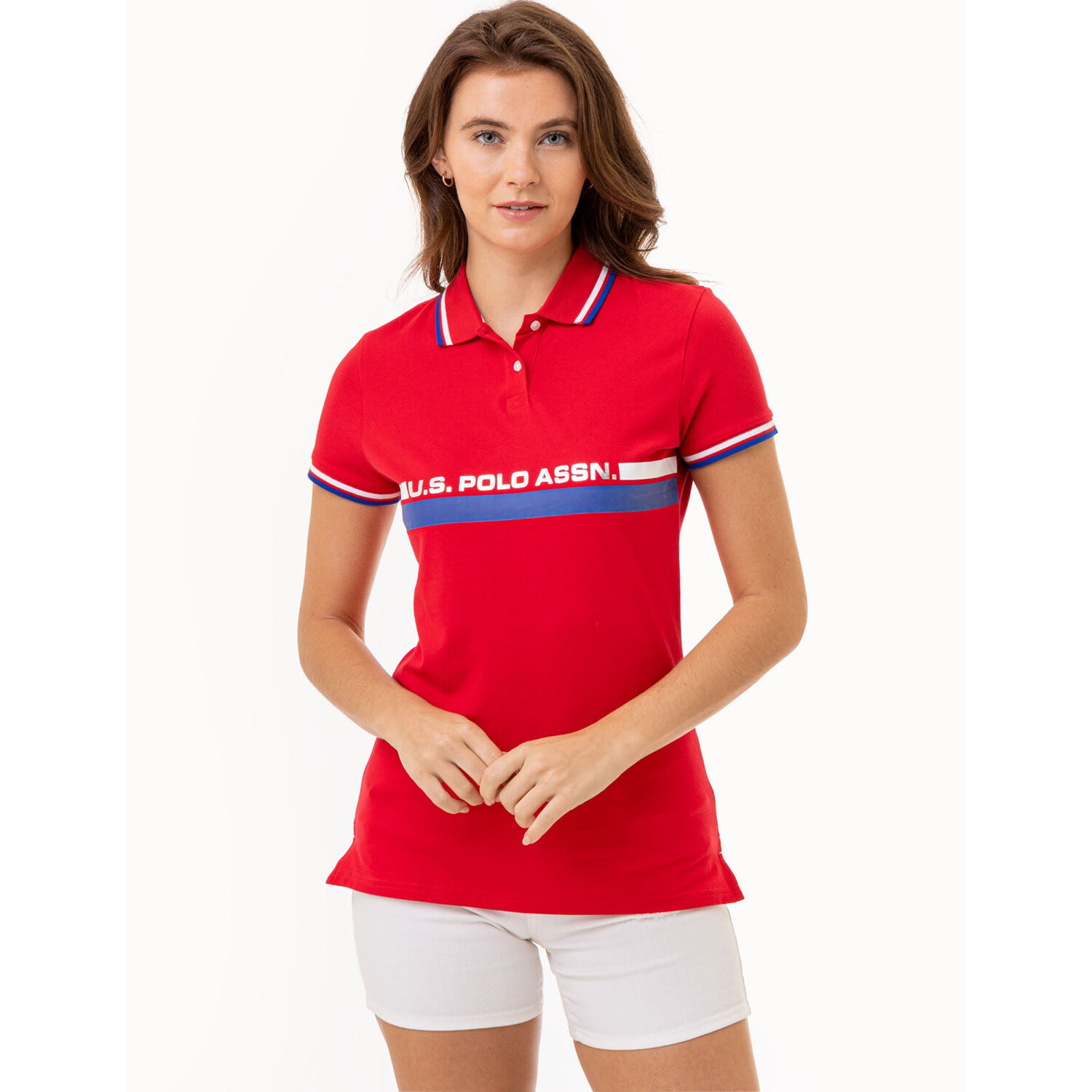 

Футболка-поло U.S. Polo Assn. Dual Signature Stripe, красный