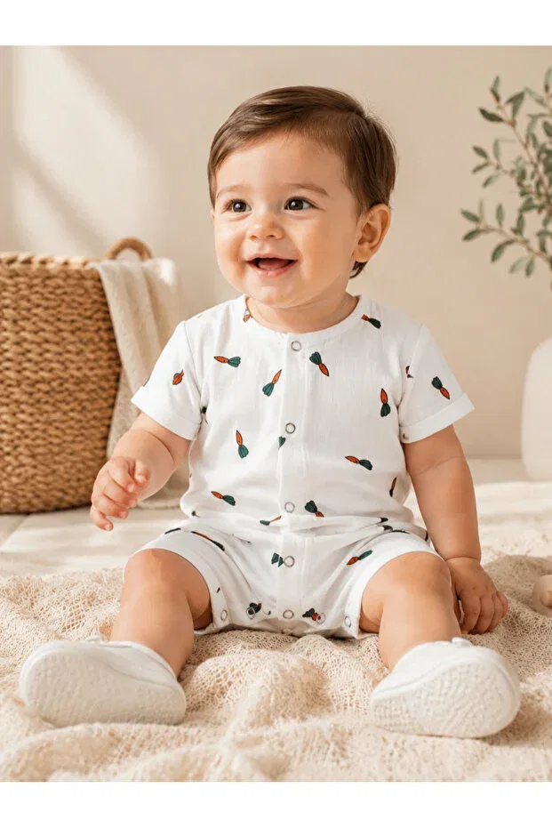 Детский комбинезон с принтом Carrot patterned Eymirgiyim, White