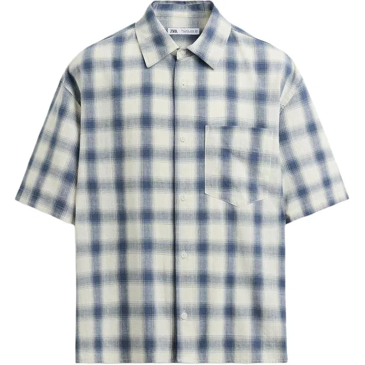 Мужская рубашка с воротником Blue/White ZARA, Blue/White