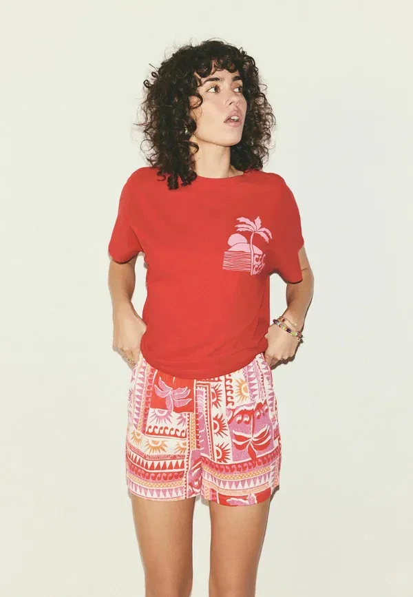 Пижамный комплект из хлопка Regular fit - short set - pyjama set Next, Red Palms, красный