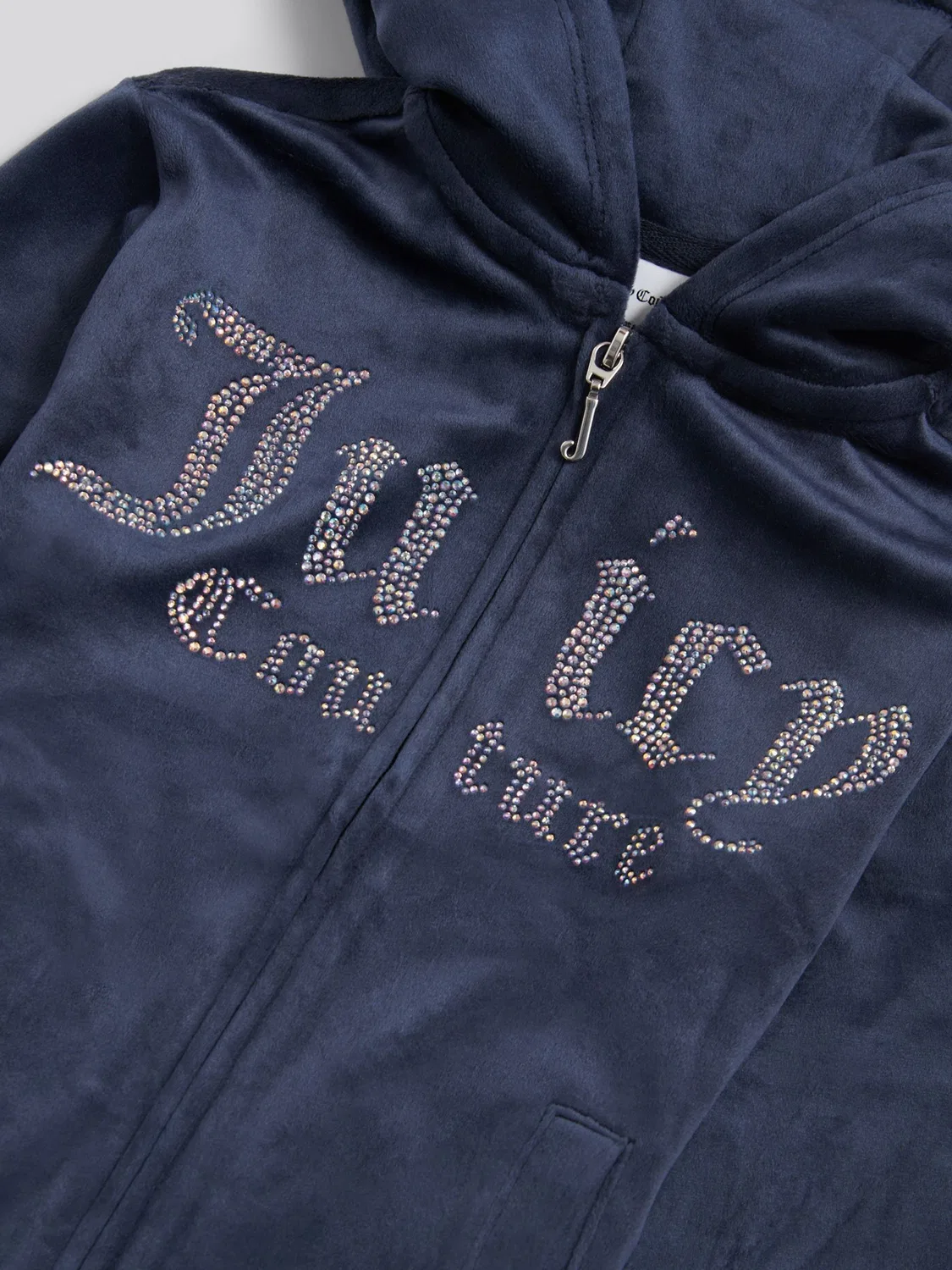 Худи на молнии, велюровое, с блестками Juicy Couture, синий — фото 4