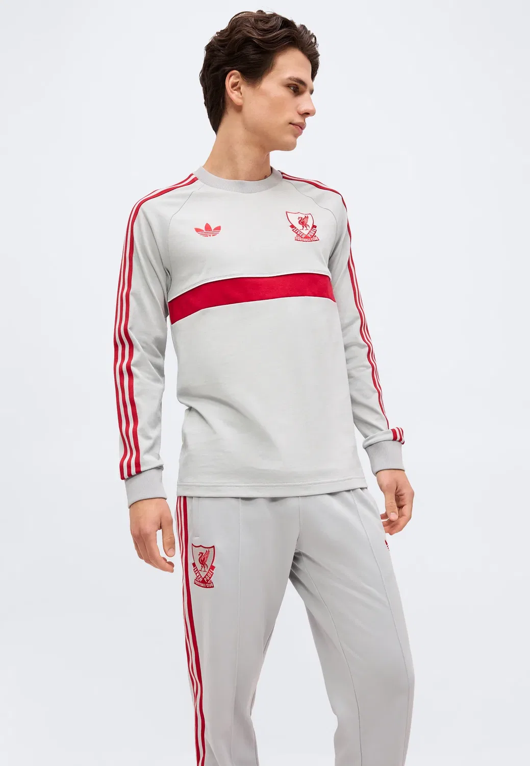 Спортивные штаны футбольного клуба «Ливерпуль» - клубная одежда Adidas Originals, Grey Two — фото 4