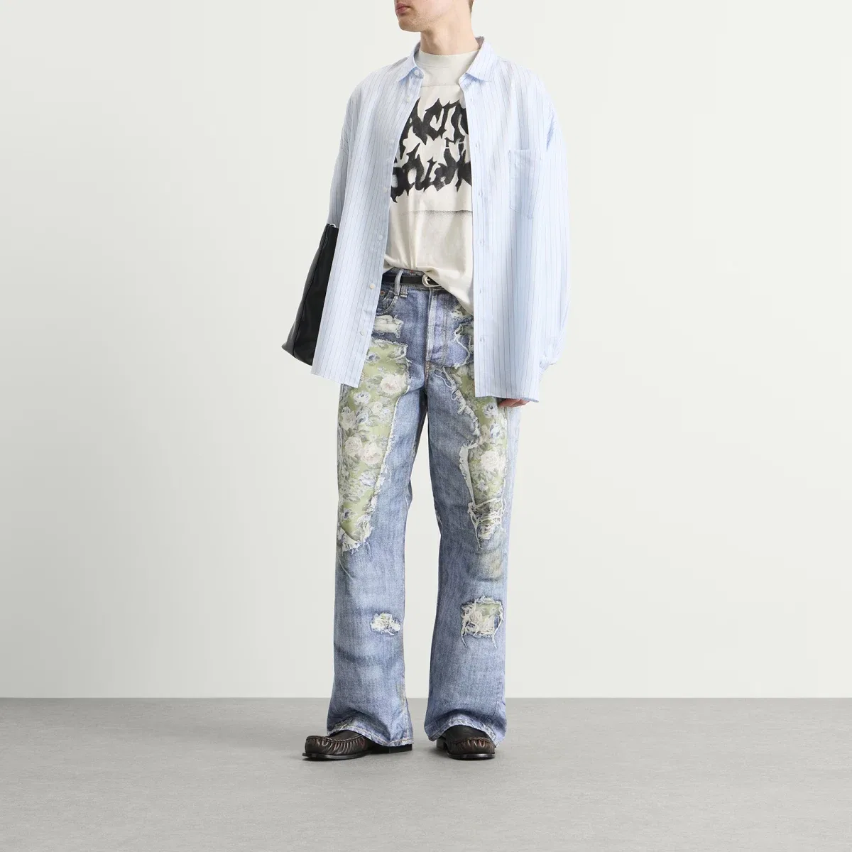 Рубашка с принтом Oversized stripe shirt Acne Studios, Blue — фото 4
