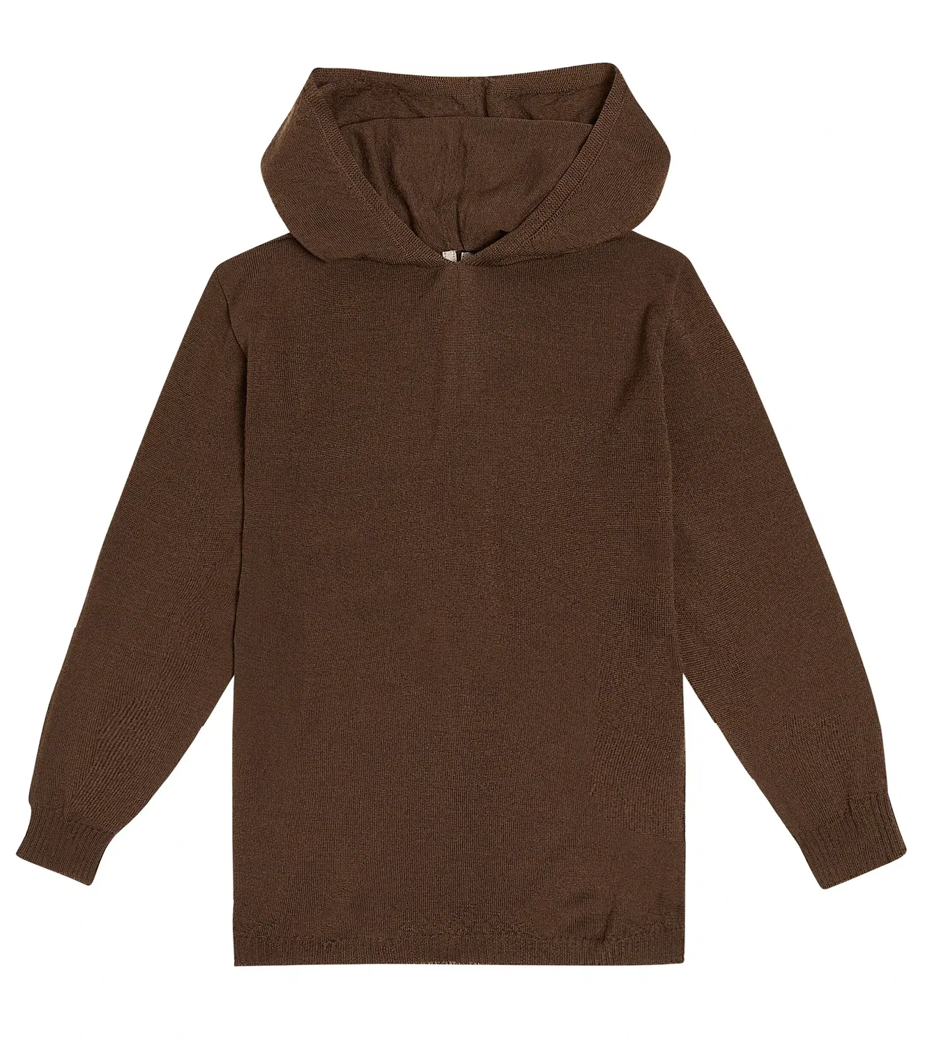 Худи из шерсти с капюшоном Rick Owens Kids, коричневый