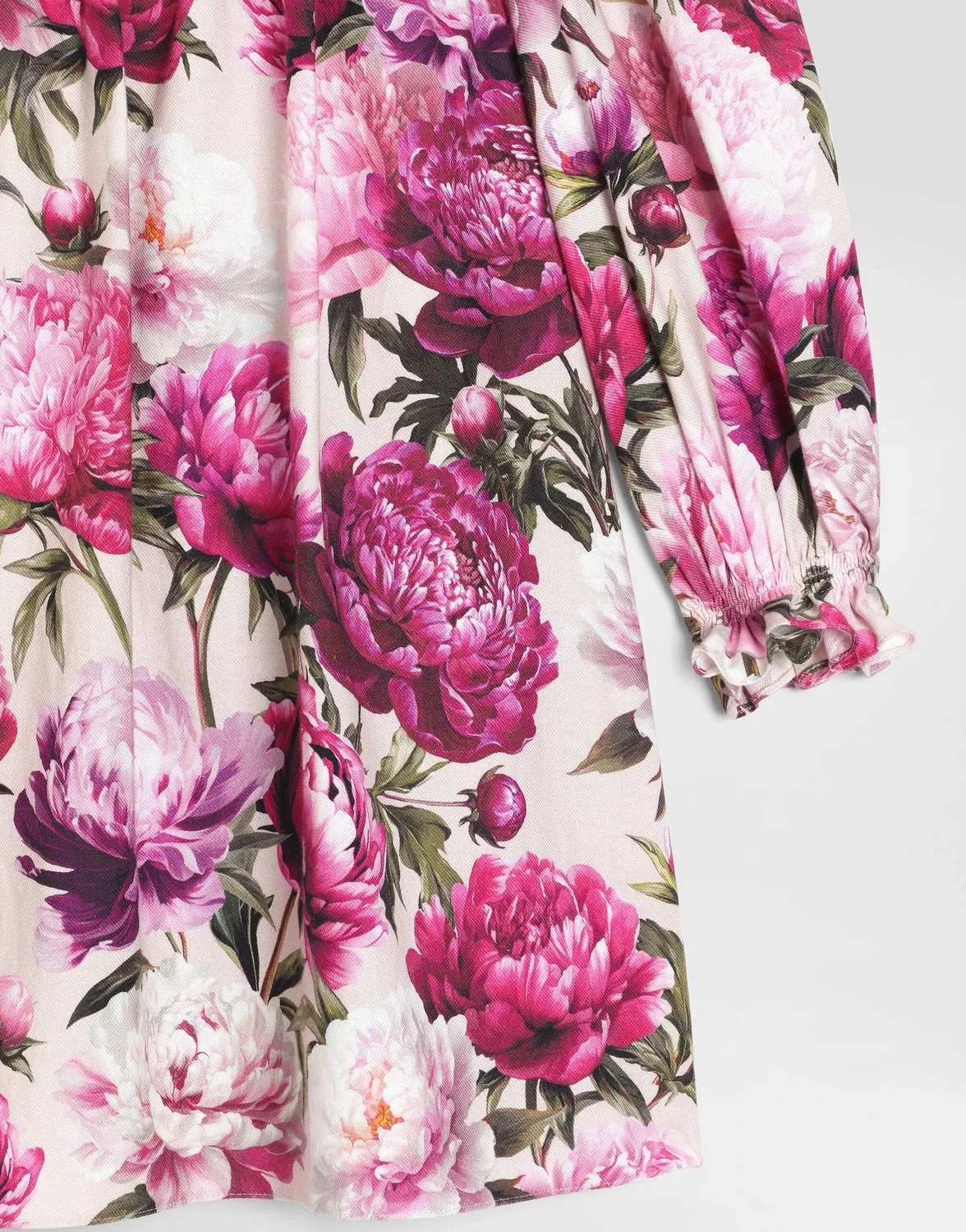 Платье хлопковое фланелевое с пионовым принтом Dolce&Gabbana, бежевый — фото 4
