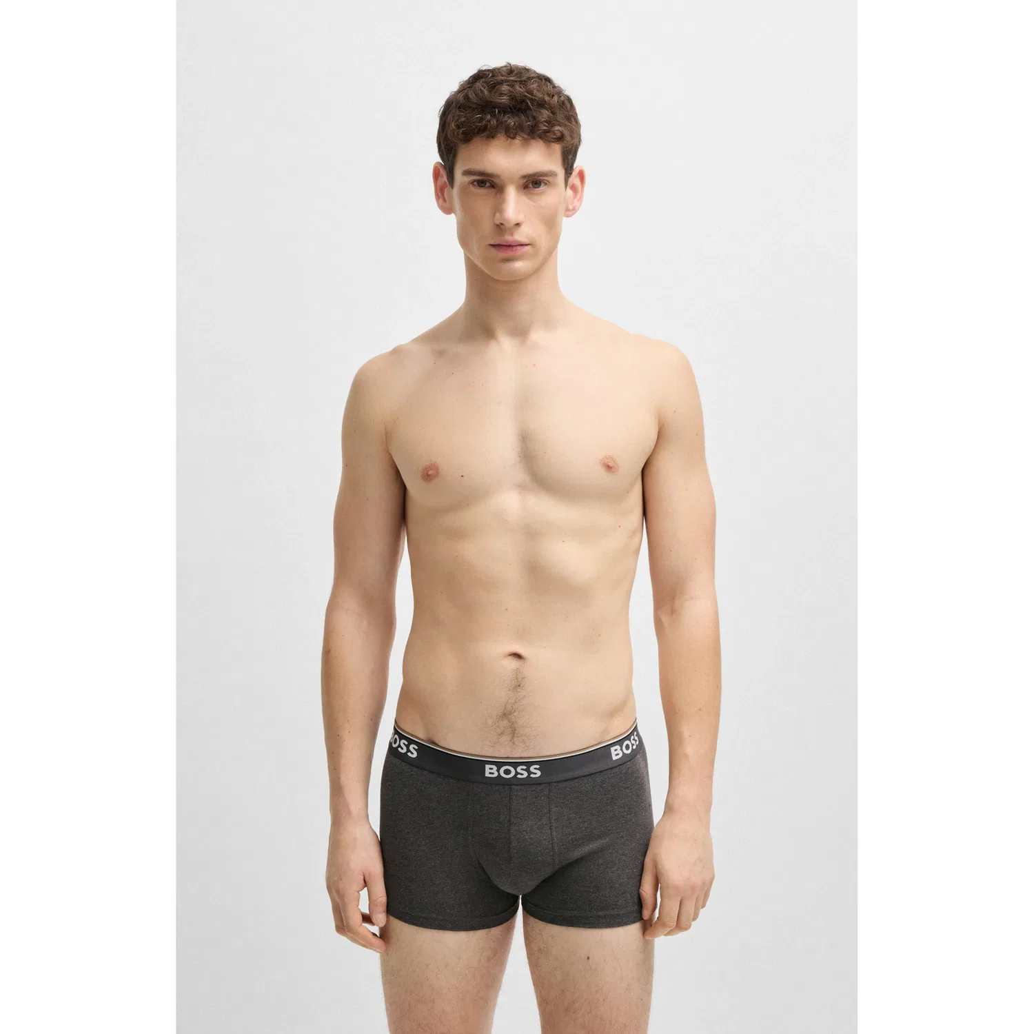 Мужские трусы-боксеры из эластичного хлопка BOSS, Gray Melange/Anthracite Melange/Black — фото 3
