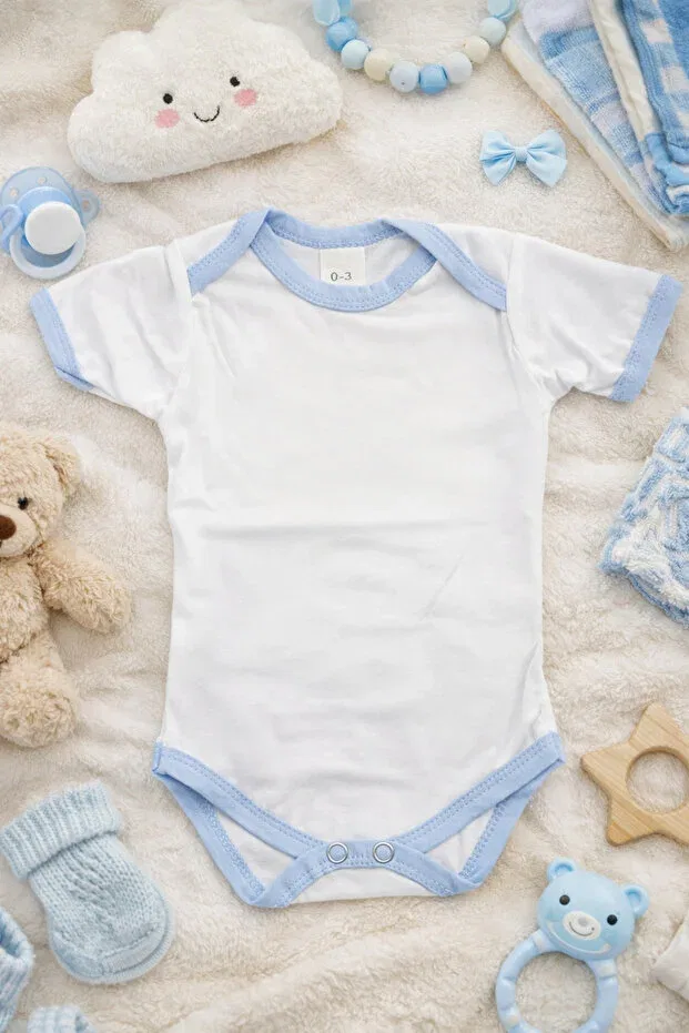 Детское боди для новорожденных с принтом Personalized printed baby bodysuit Miras Home, Blue — фото 4