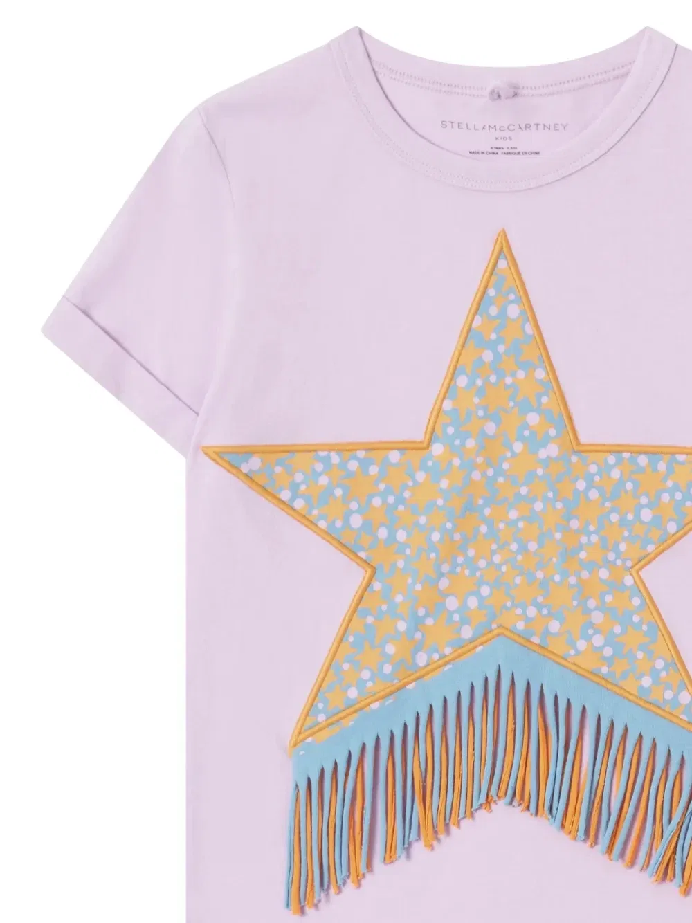 Футболка с бахромой и звездным принтом Stella McCartney Kids, фиолетовый — фото 3