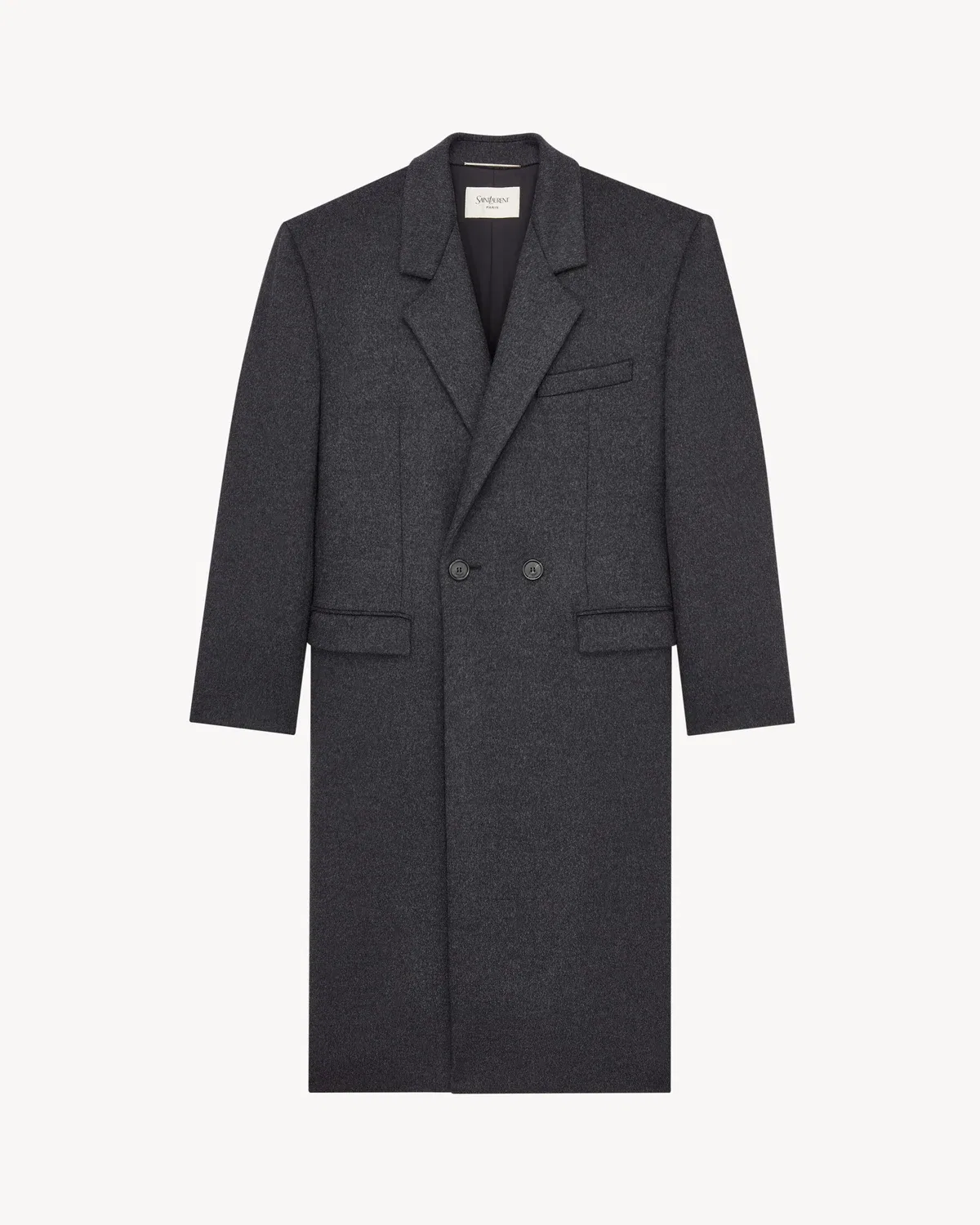 Пальто 80-х из двухстороннего ворсованного шерстяного фетра SAINT LAURENT, черный