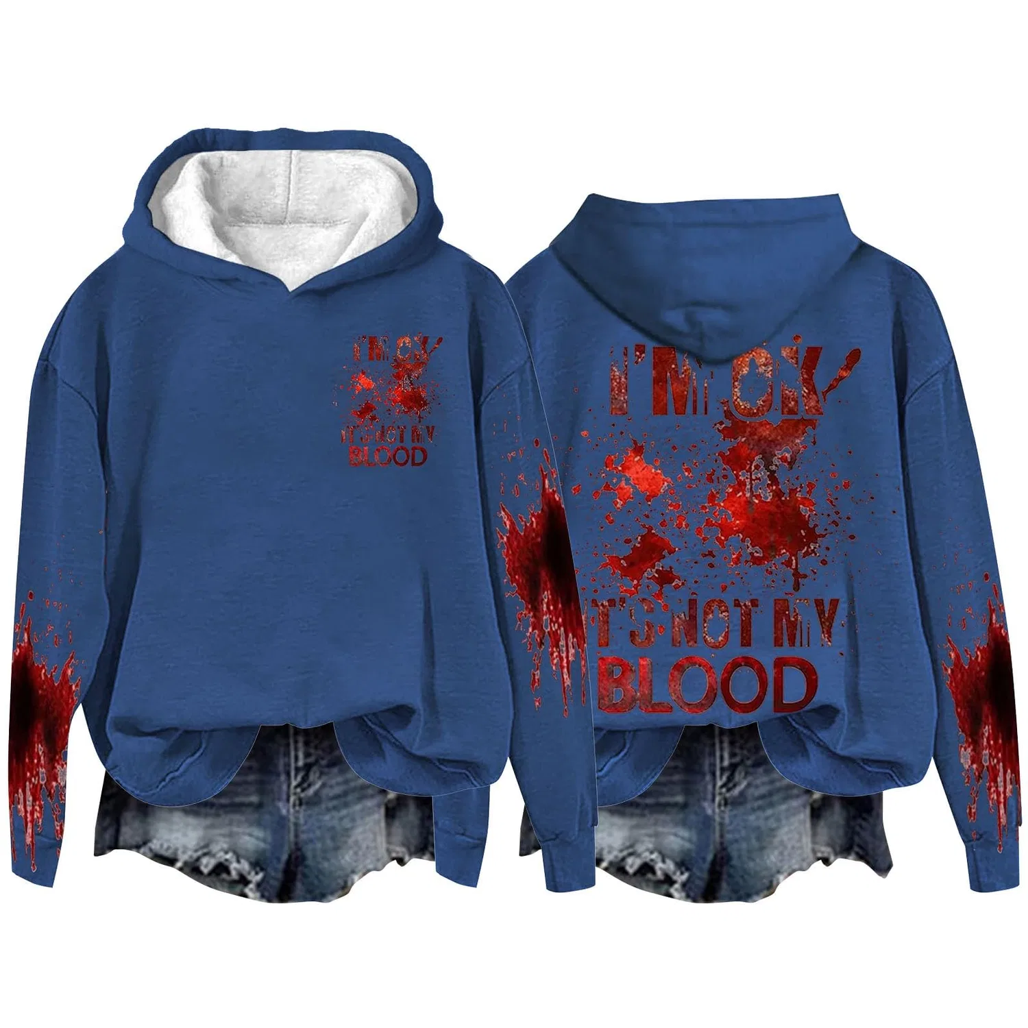 Женский худи с принтом I'M Ok Its Not My Blood, Blue