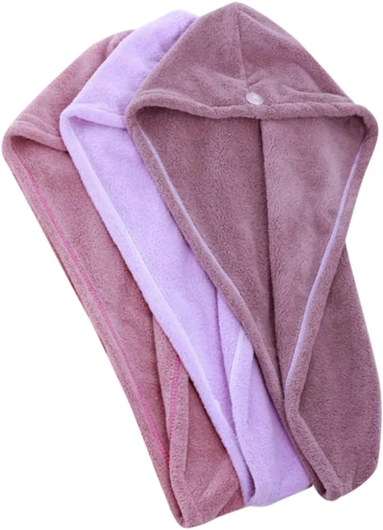 Шапочка для душа из кораллового флиса, HONMEET, набор 3 шт, 240 г