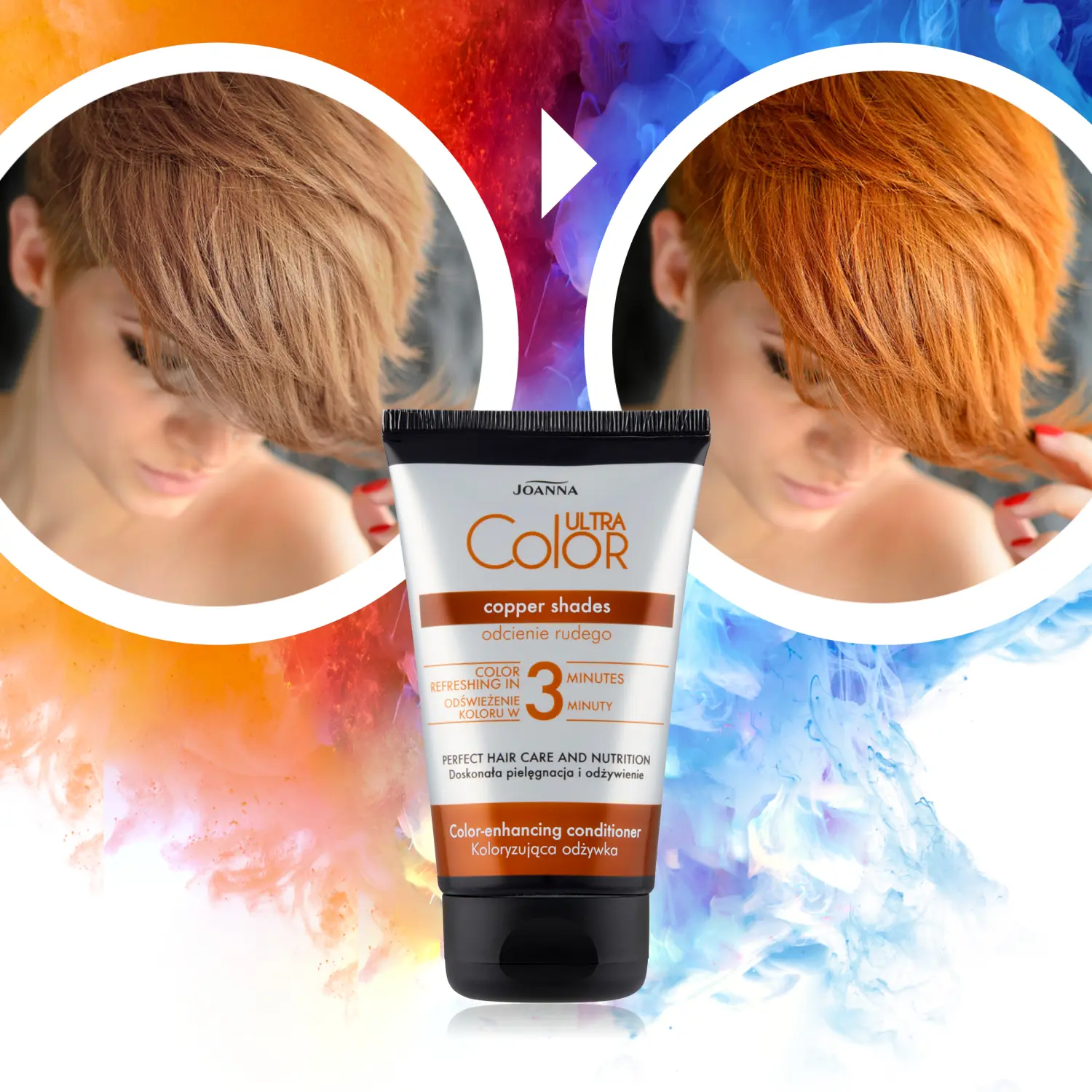 Joanna Ultra Color кондиционер для волос, подчеркивающий и освежающий оттенки рыжего и медного на окрашенных или натуральных волосах, 100 г — фото 3