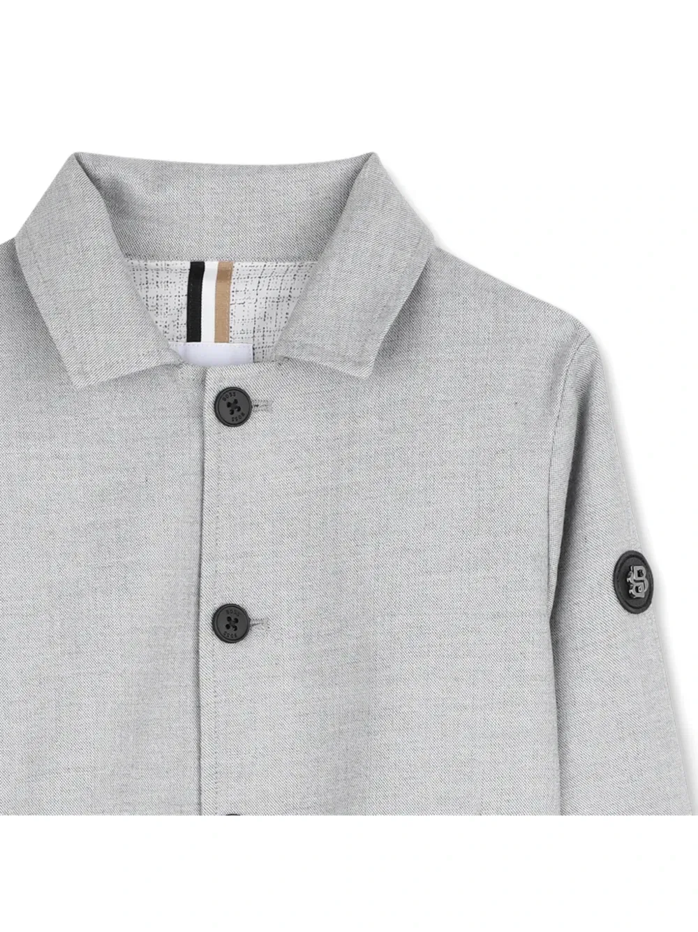 Куртка на пуговицах с нашивкой-логотипом Boss Kidswear, серый — фото 3