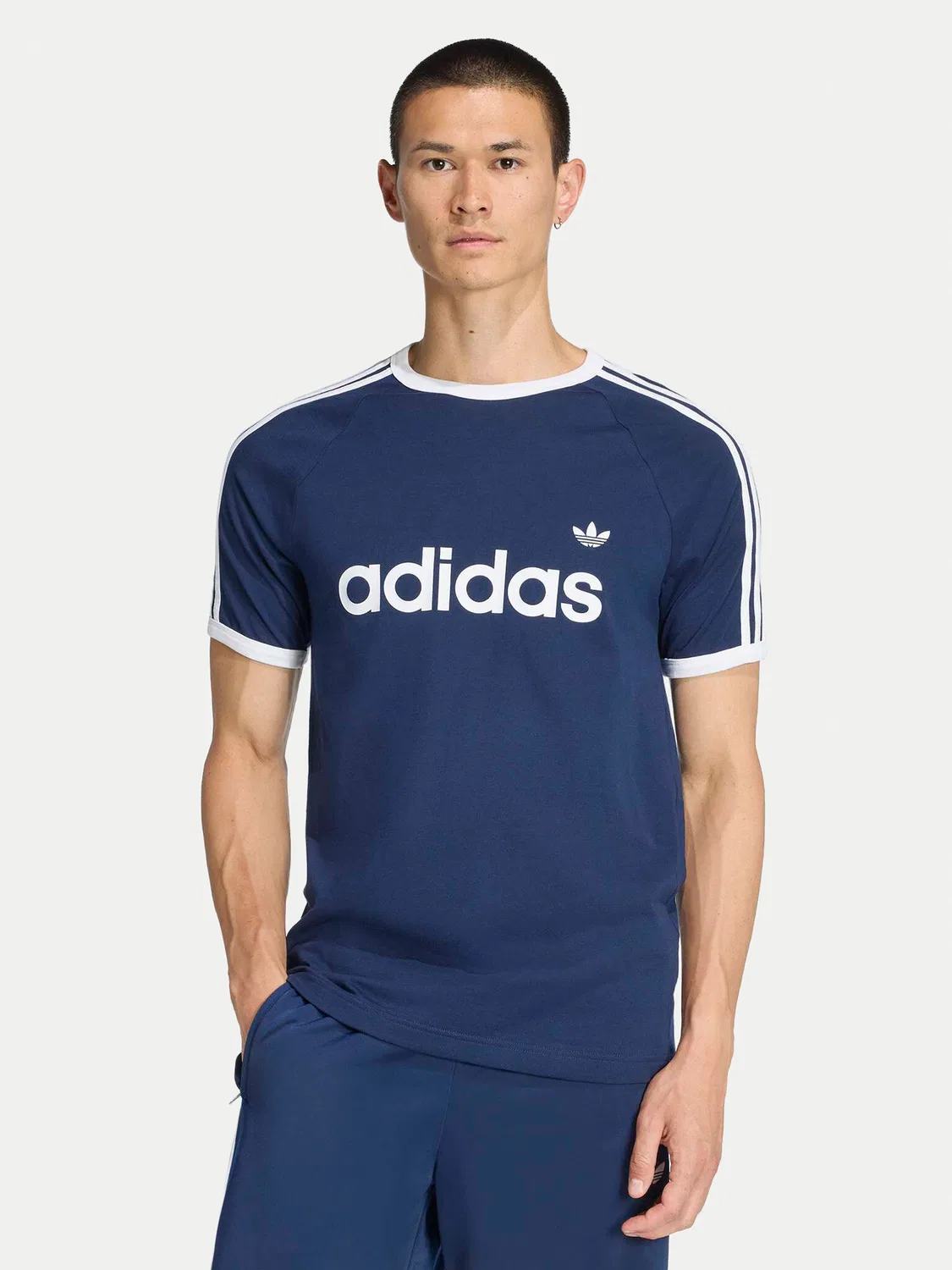 Мужская футболка приталенного кроя Ringer Adidas, темно-синий