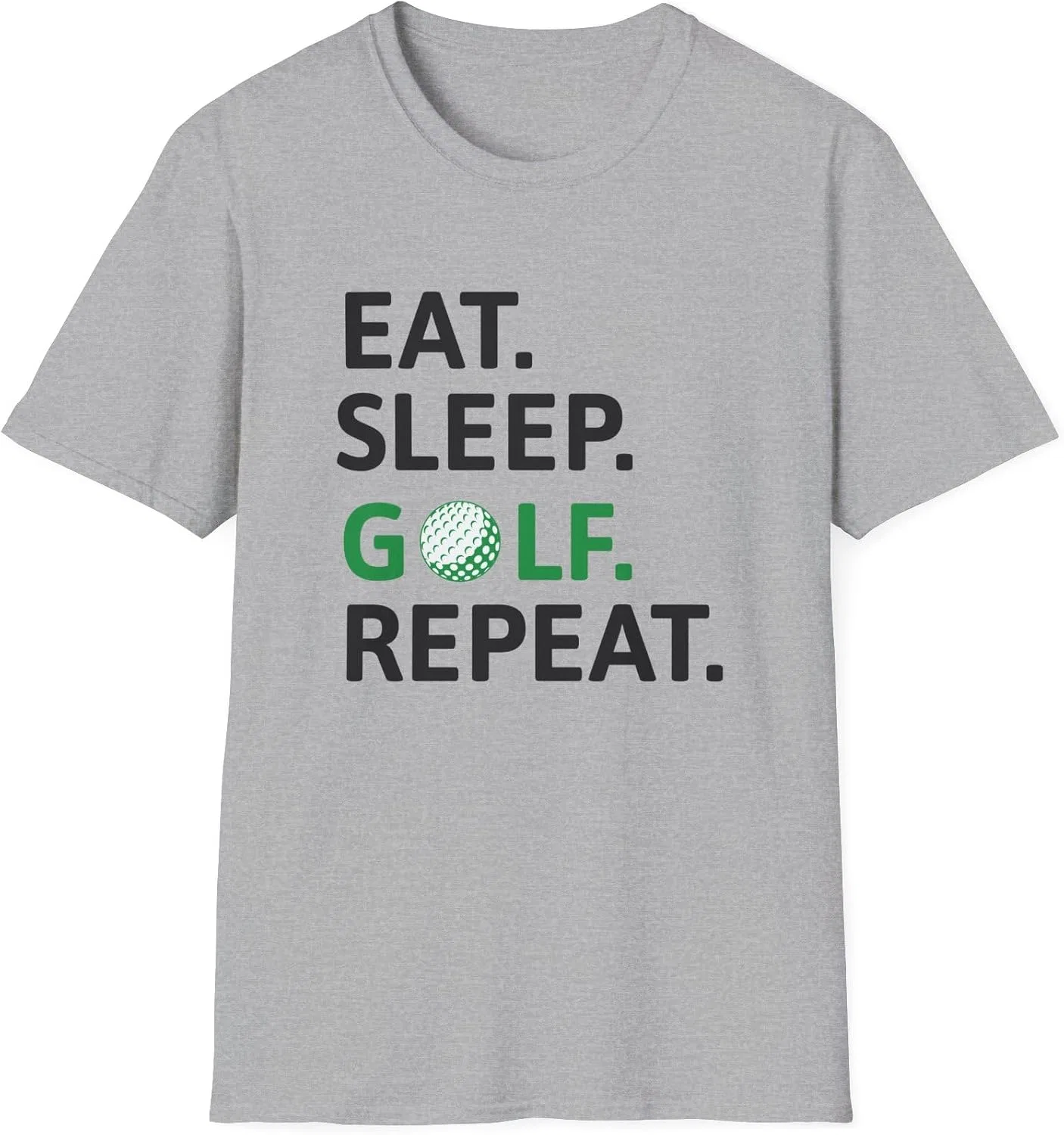 Мужская футболка с принтом Eat Sleep Golf Repeat Gildan 64000, Sport Grey