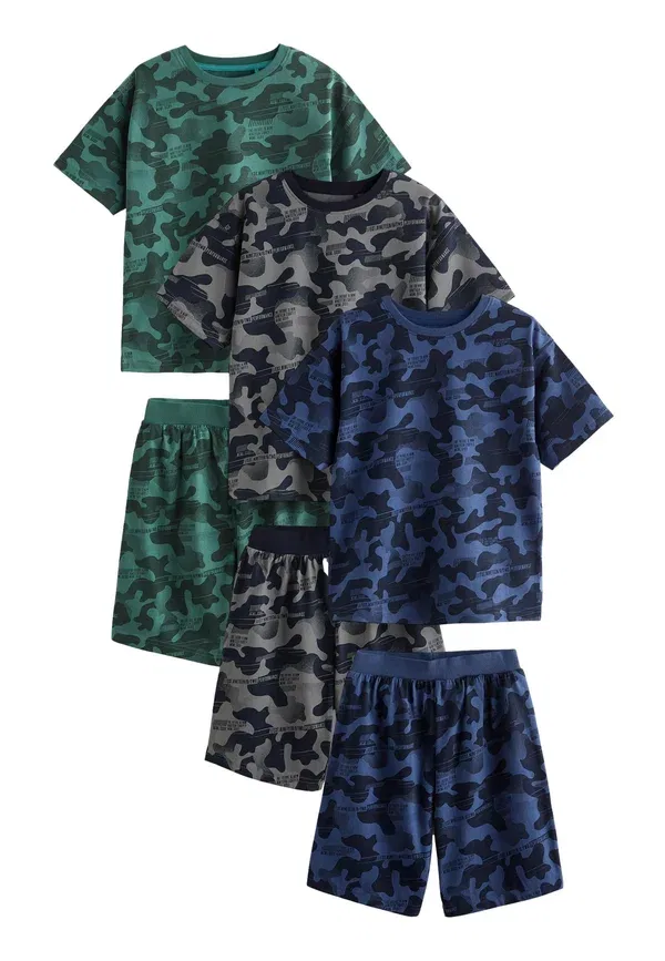 Комплект пижамный из 3 предметов, хлопок, Regular Fit, Next, Camouflage Blue Grey Green, зеленый