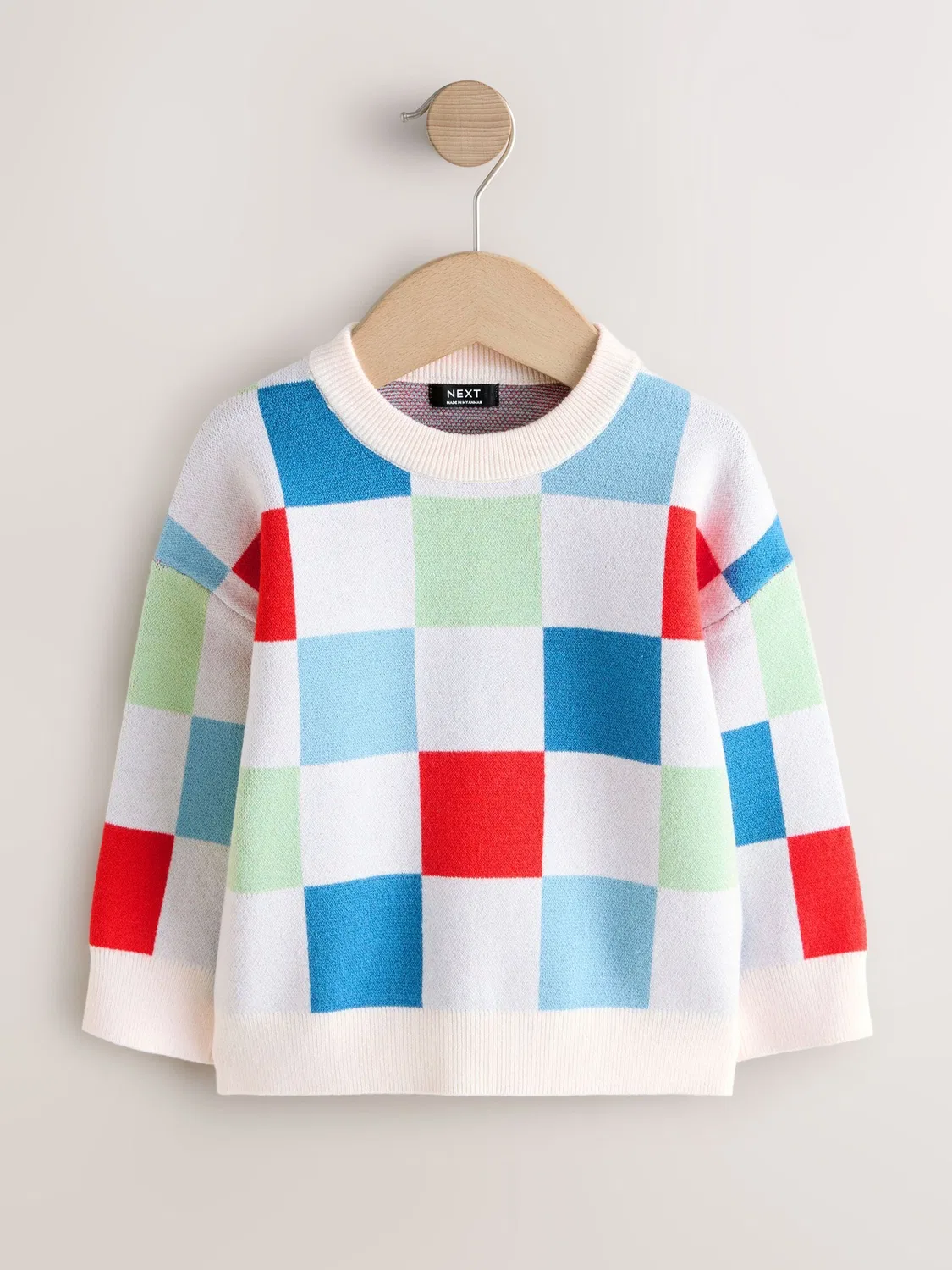 Джемпер с ярким шахматным рисунком, вязаный Next, Bright Checkerboard — фото 4