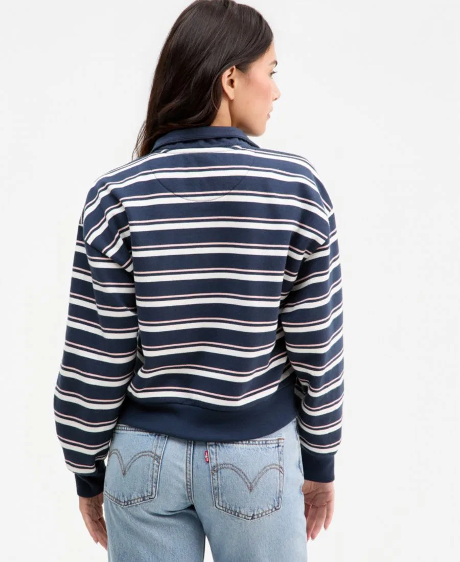 Женский свитшот на молнии Cotton-Blend Everyday Levi's, Ruby Stripe Navy Blazer Powder Pink — фото 4