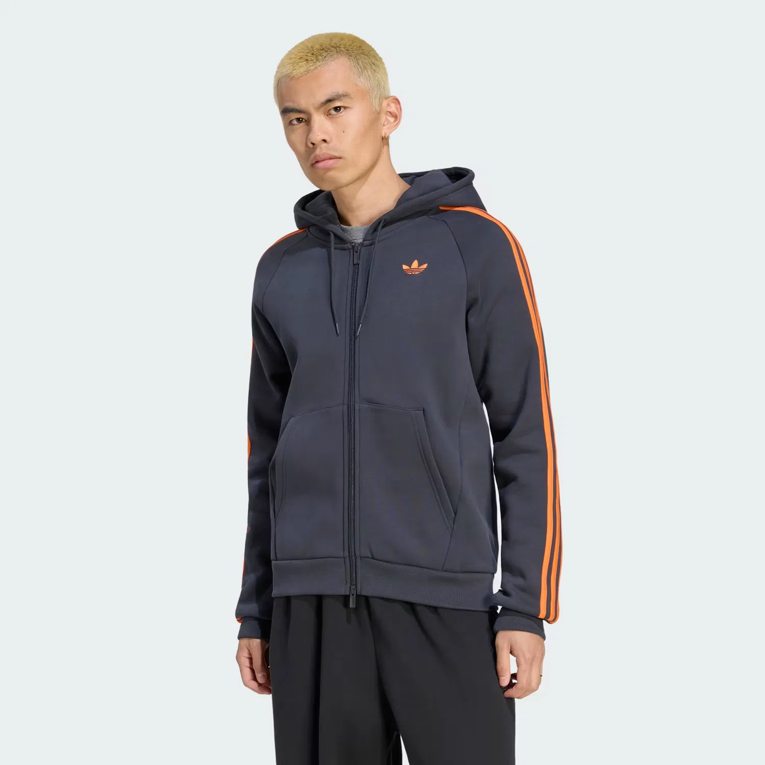 Мужское худи с принтом Adicolor Over the Hood Stripes Adidas Originals, темно-серый