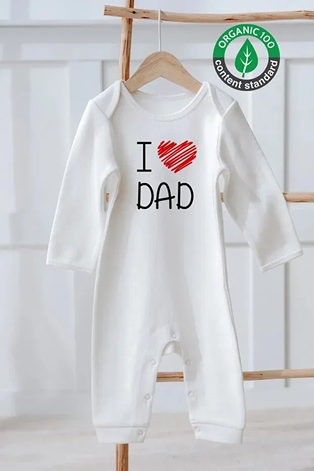 Детский комбинезон для новорожденных хлопковый I Love Dad Lilabio, Ecru