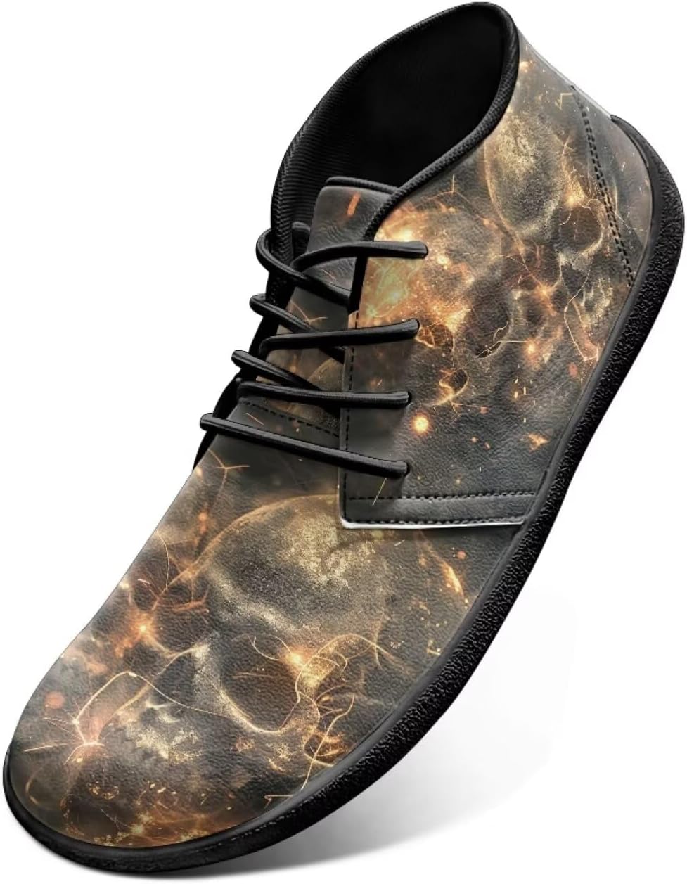 

Мужские готические кроссовки Jeiento с черепом, широким носком, модель Barefoot, с равной подошвой и повседневным стилем, Lightning Spark Skulls