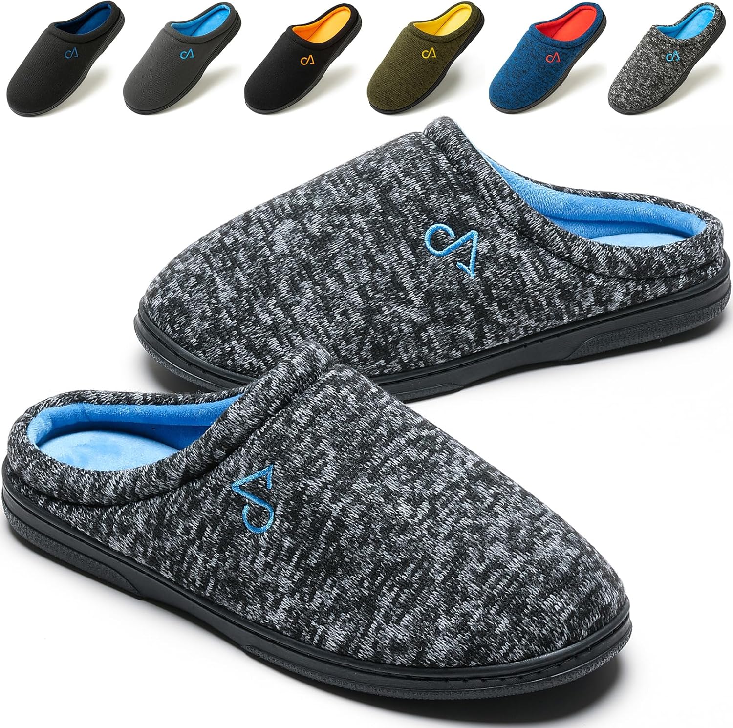 

Мужские уютные домашние тапочки с ультрамягкой стелькой из пены с эффектом памяти и резиновой подошвой Cozyarea, голубой