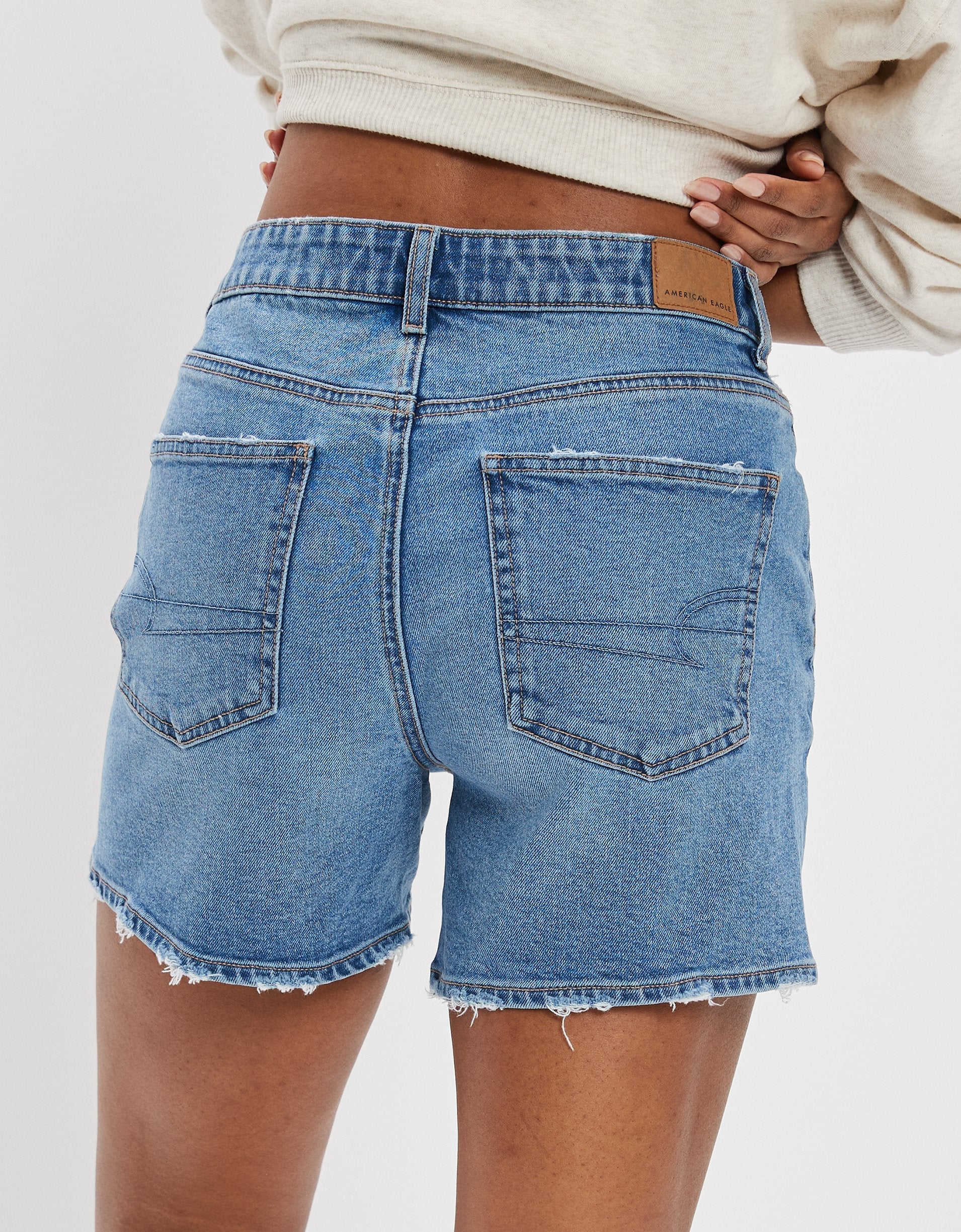 

AE Stretch Denim Мешковатые шорты с высокой талией American Eagle Outfitters, цвет medium indigo wash
