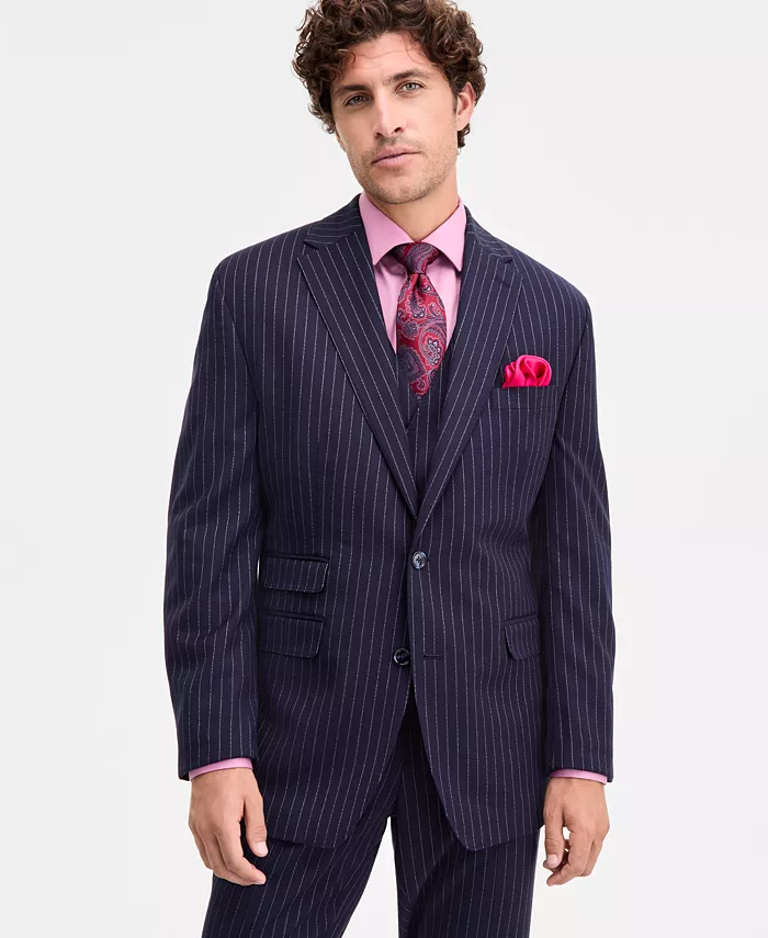 

Мужской классический пиджачный костюм с отдельным пиджаком в полоску Tayion Collection, синий