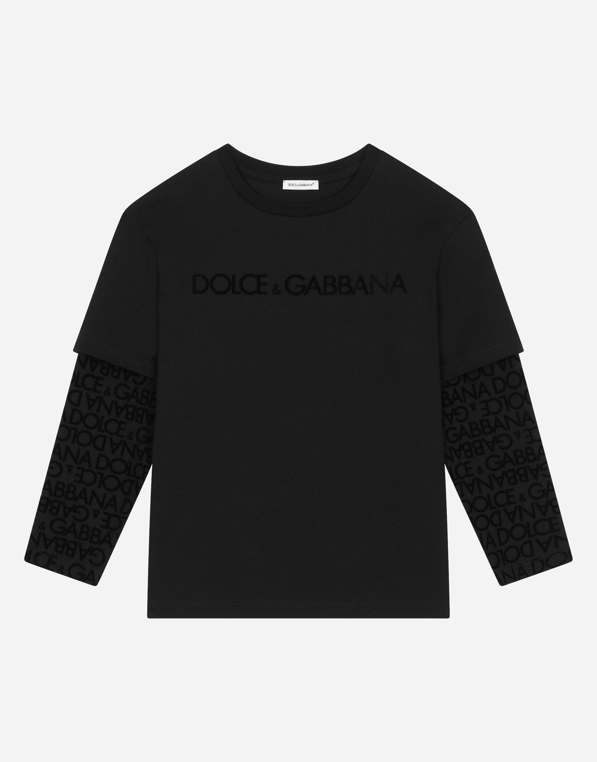 

Джерси-футболка с длинными рукавами и флокированным принтом логотипа Dolce&Gabbana, мультиколор