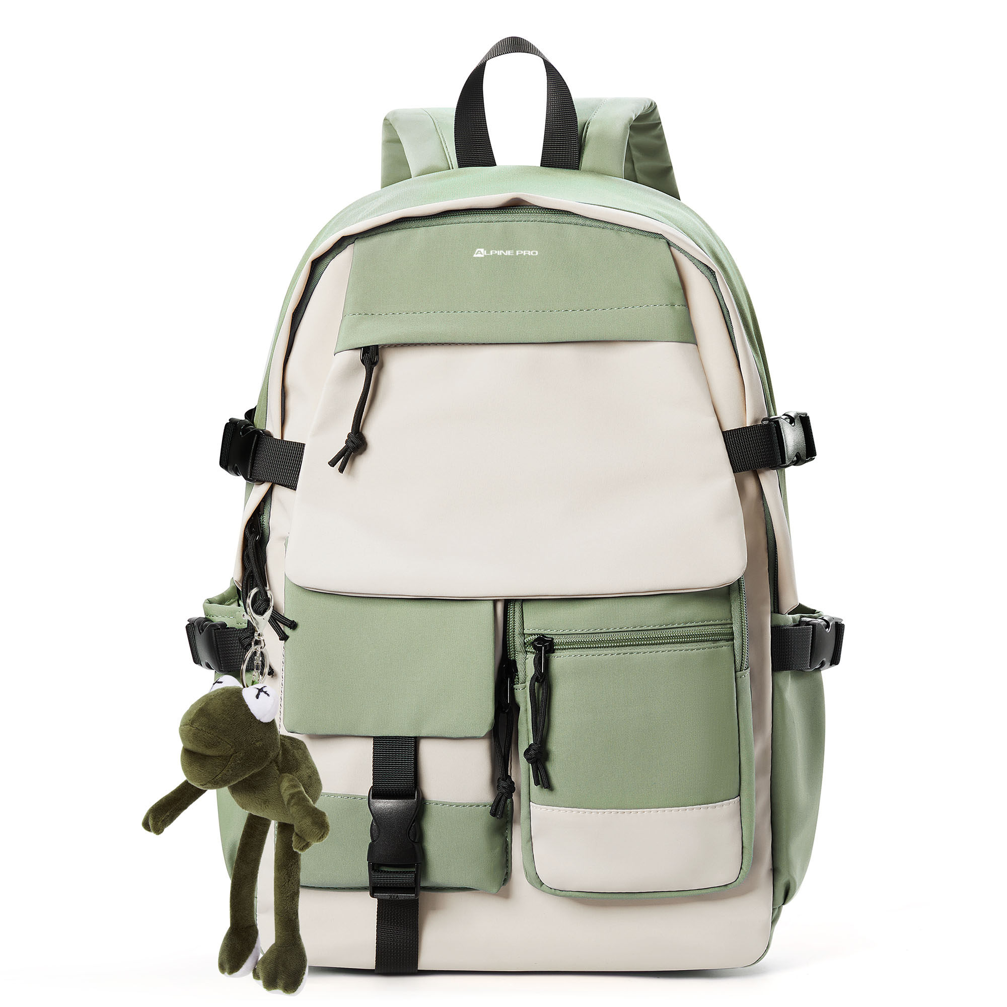

ALPINE PRO Тканевый рюкзак для ноутбука обычный унисекс разноцветный, White Green Upgraded[with Viral Frog Pendant]