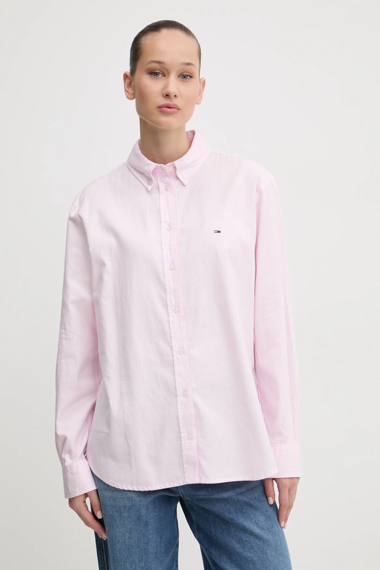 

Хлопковая рубашка Tommy Jeans, розовый