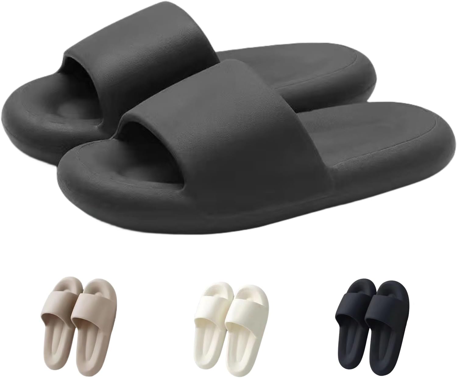 

Тапочки FRZTOUR для женщин и мужчин, противоскользящие шлепанцы-облака, толстая подошва, удобные летние пляжные сандалии, черный