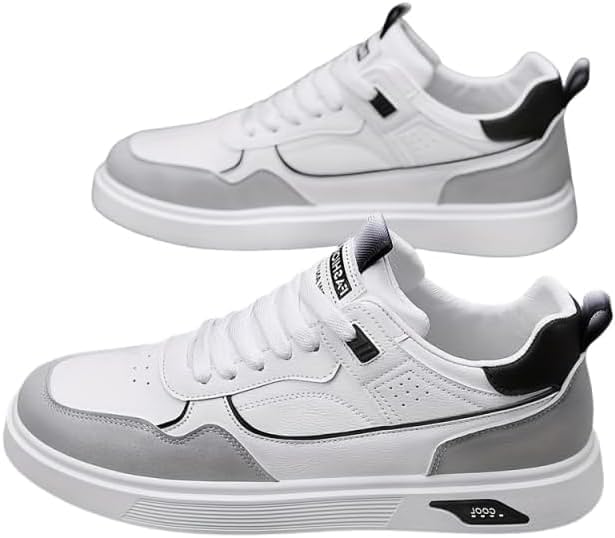 

Мужские удобные нескользящие прочные кеды для скейтбординга, повседневные кроссовки на шнуровке - однотонные низкие PU кроссовки, с закругленным носком, тканевой подкладкой и стелькой из ткани для повседневной носки Huayorong, белый