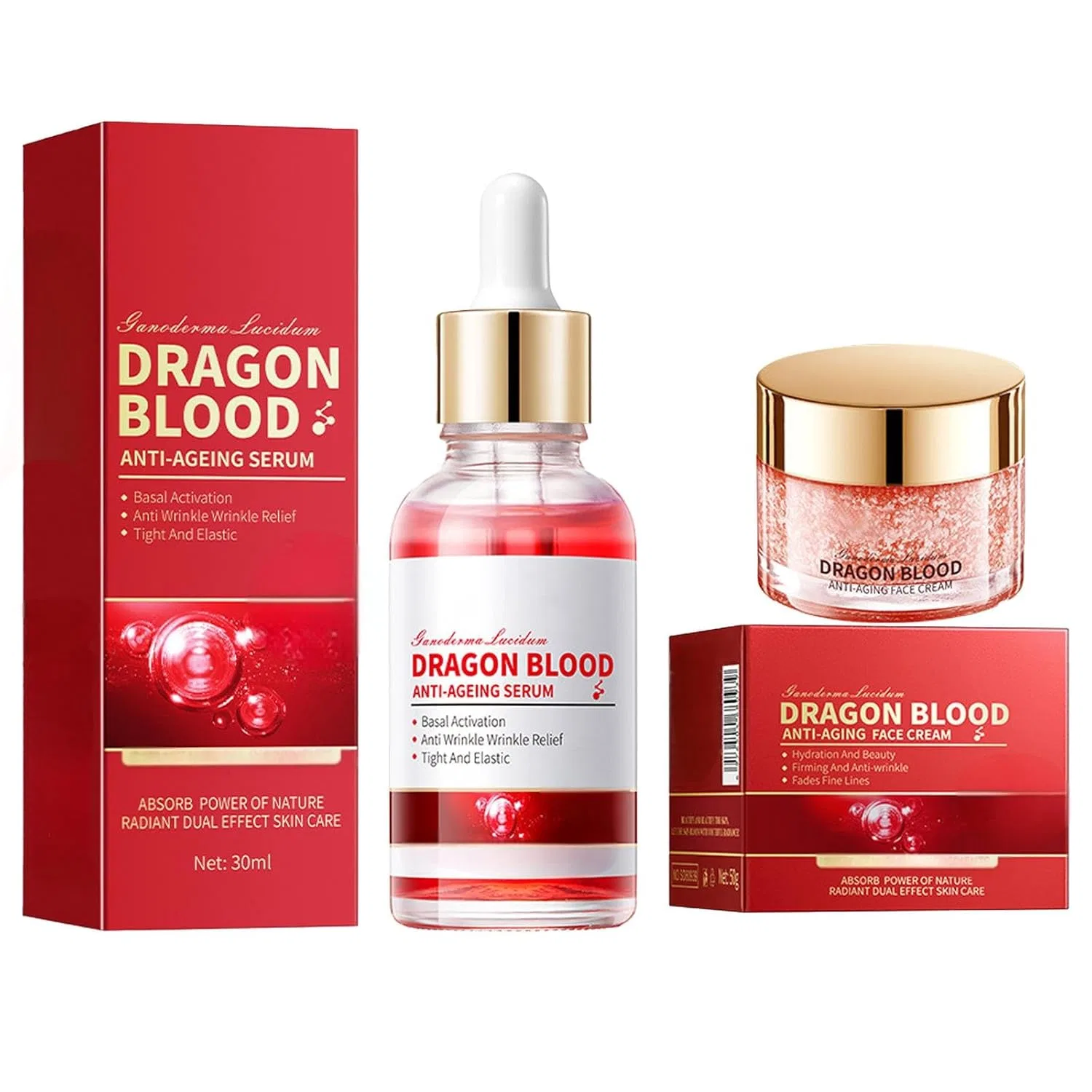 Набор Beslibate — Укрепляющий крем для лица 50 г и сыворотка от морщин «Dragon Blood» 30 мл