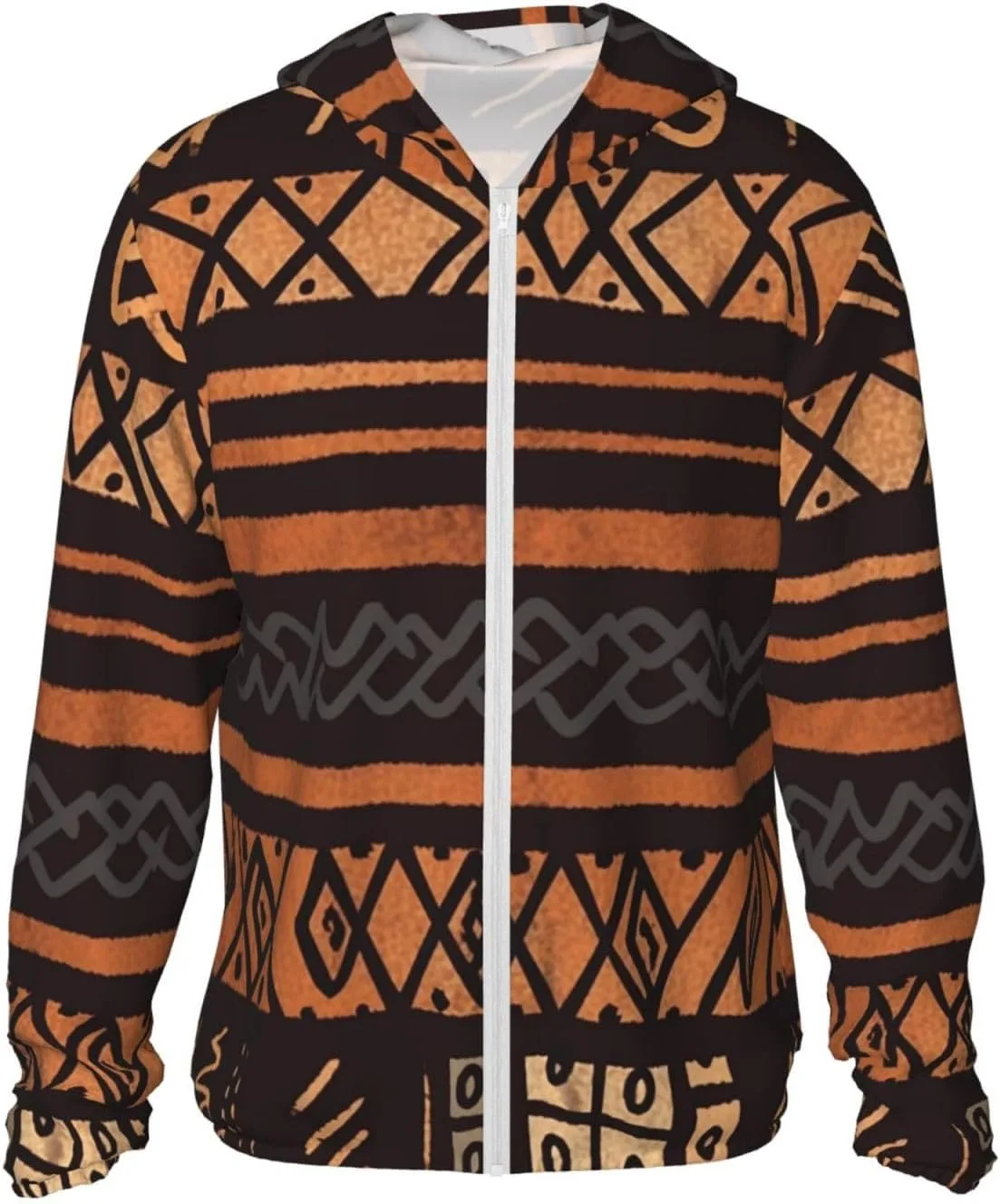 

Толстовка с защитой от солнца, длинный рукав, молния, принт African Mud Cloth VTCTOASY