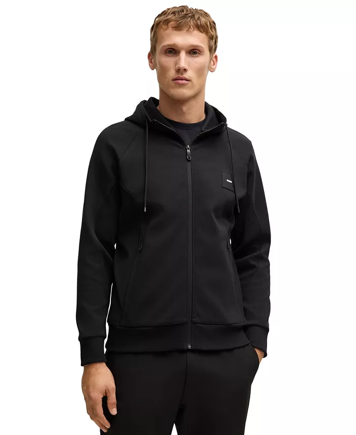 

Мужская хлопковая худи на молнии Hugo Boss, черный
