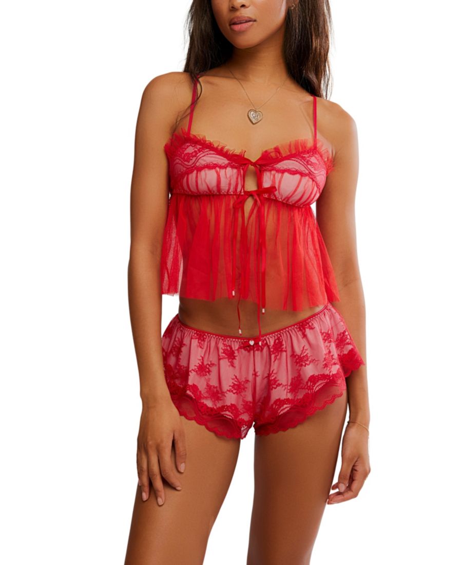 

Женский будуарный комплект Nightcall: топ и шорты, 2 предмета Free People, Luxe Red Combo