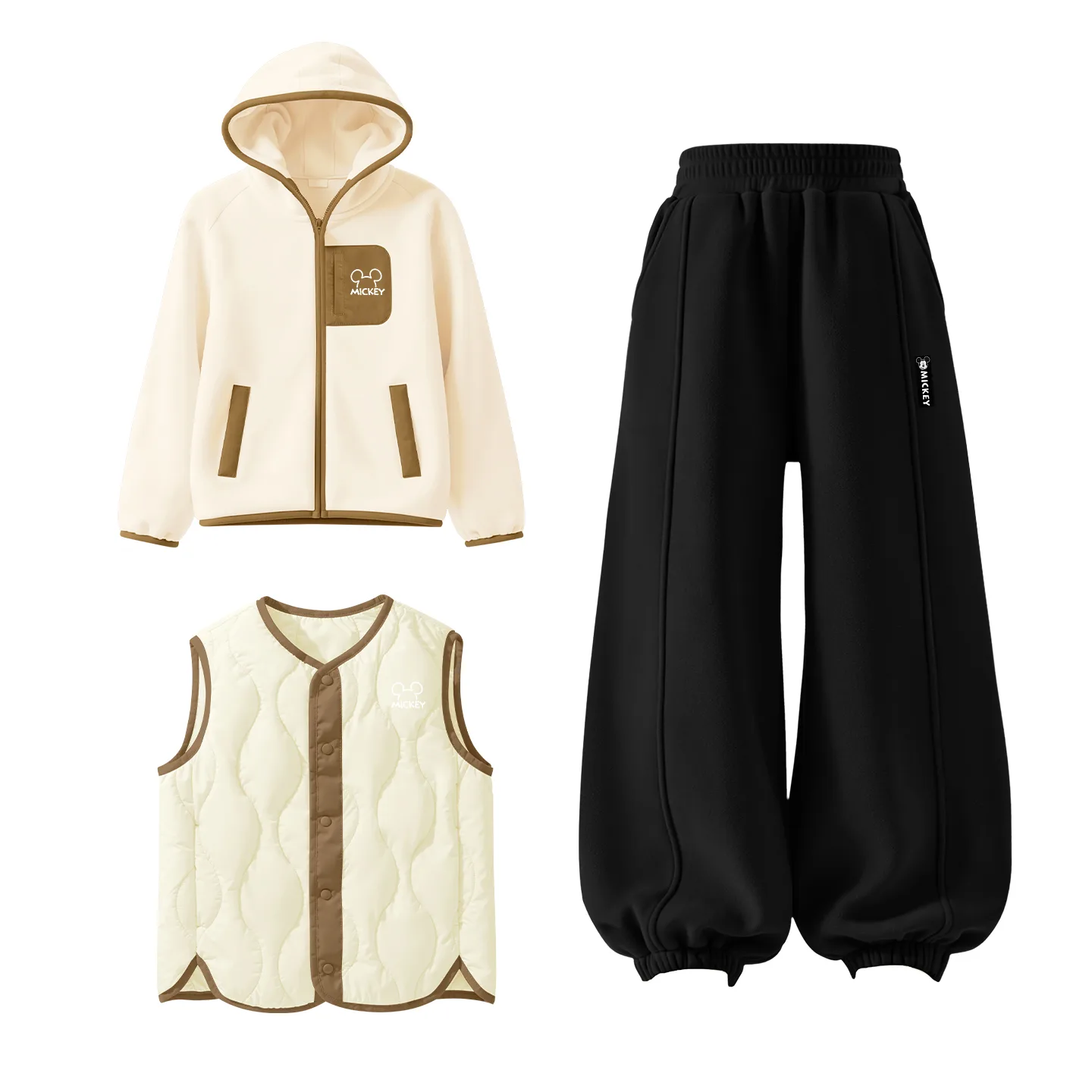 Детская повседневная худи для спорта Disney, [Thickened and Fleece-Lined]Thick Board Di Lift Eye K Matcha Green+Di Long Hook-and-Loop K Black+Thick Board Di Lift Eye K Matcha Green — фото 4