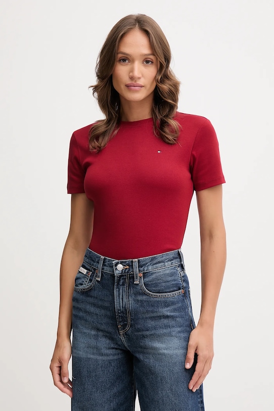 

Хлопковая футболка Tommy Hilfiger, бордовый