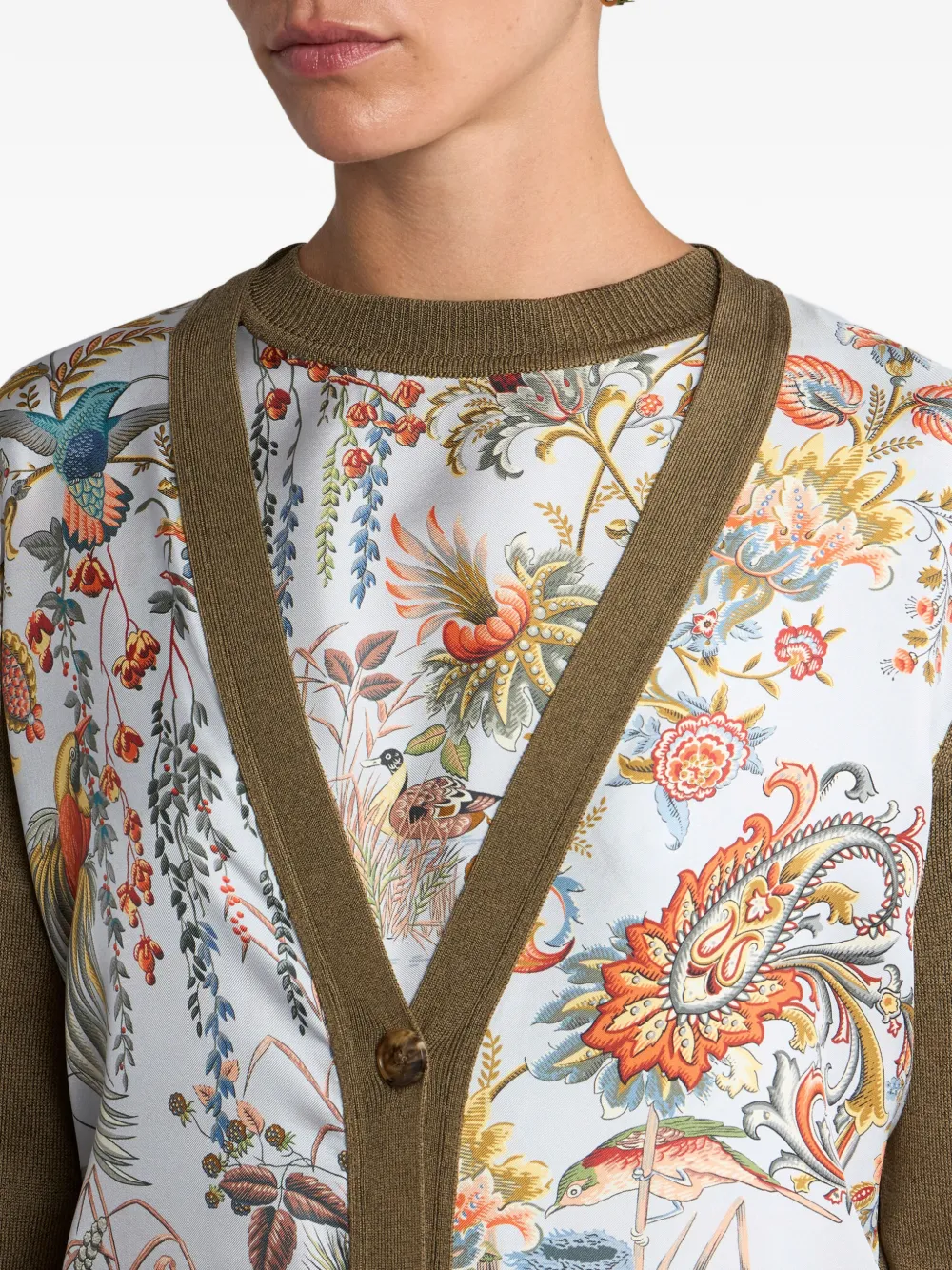 Кардиган с цветочными вставками Etro, коричневый — фото 3