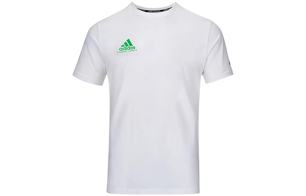 Футболка мужская белая с зеленым логотипом Adidas — фото 2