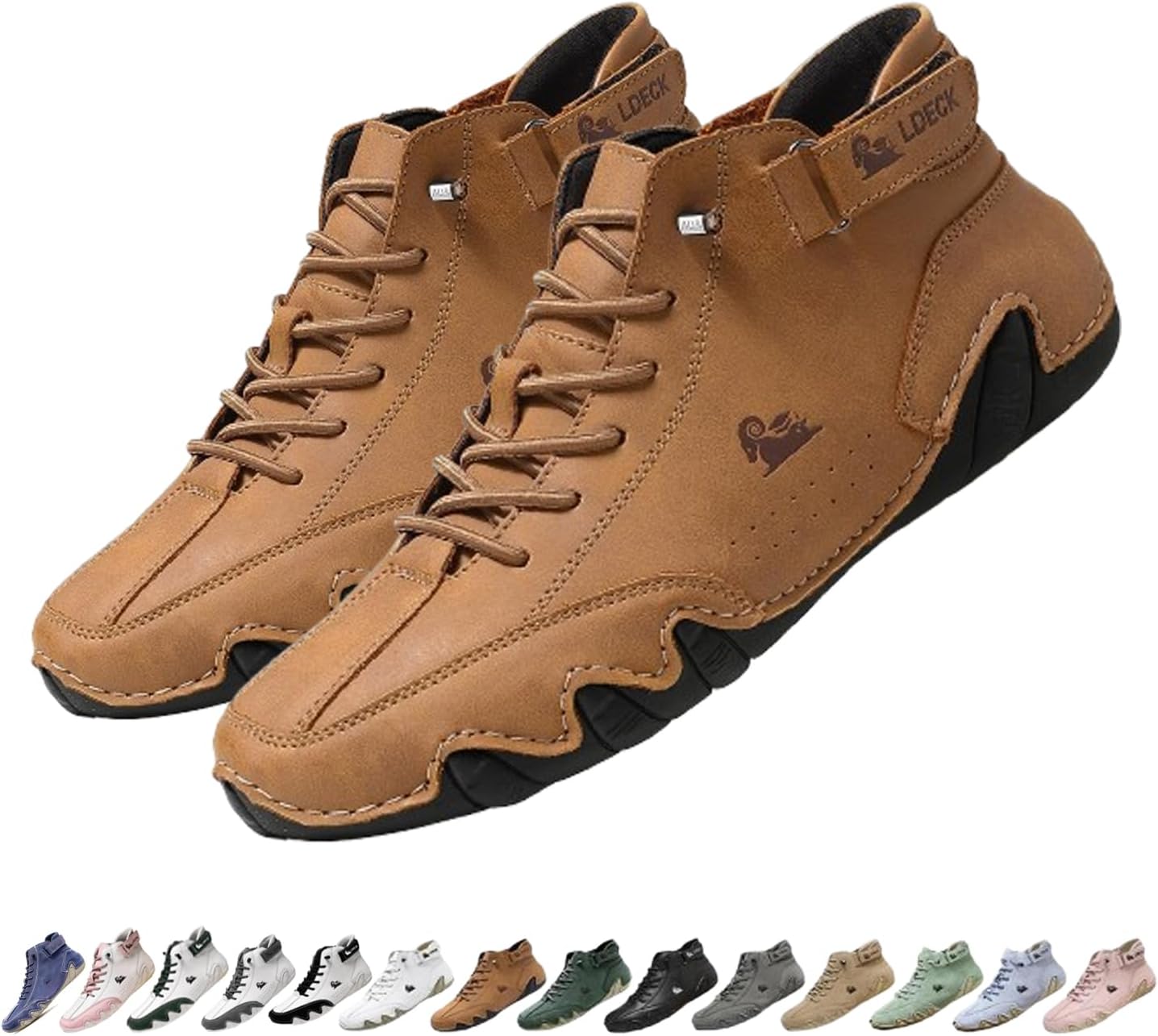 

Мужские и женские ортопедические ботинки Чакка ручной работы из кожи, водонепроницаемые легкие ботинки для вождения, удобные для прогулок и нескользящие для походов Generic, светло-коричневый