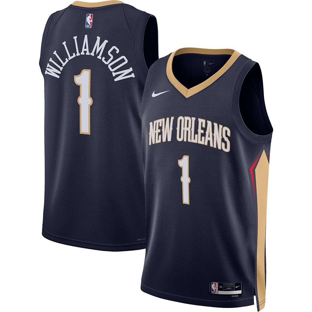 Унисекс темно-синяя майка Nike Zion Williamson New Orleans Pelicans Swingman — Icon Edition, цвет Nor Navy — фото 2