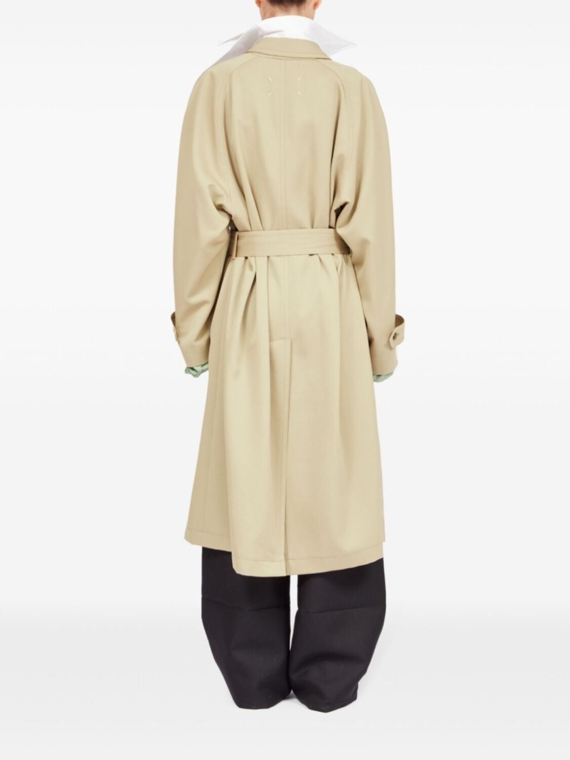 Шерстяной тренч с отложным воротником Maison Margiela, бежевый — фото 4