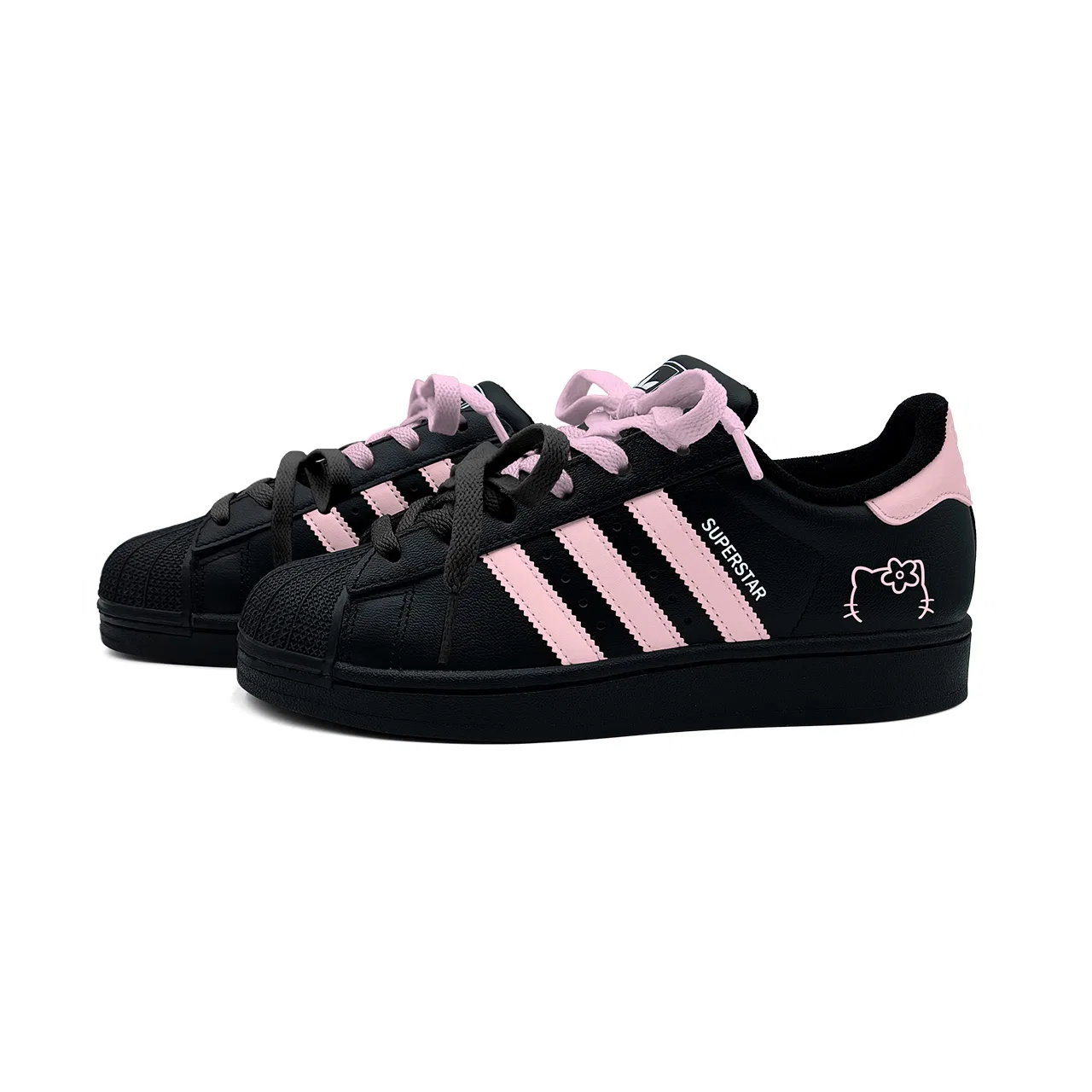 Кроссовки детские Superstar 2 Adidas Originals черно-розовые — фото 4